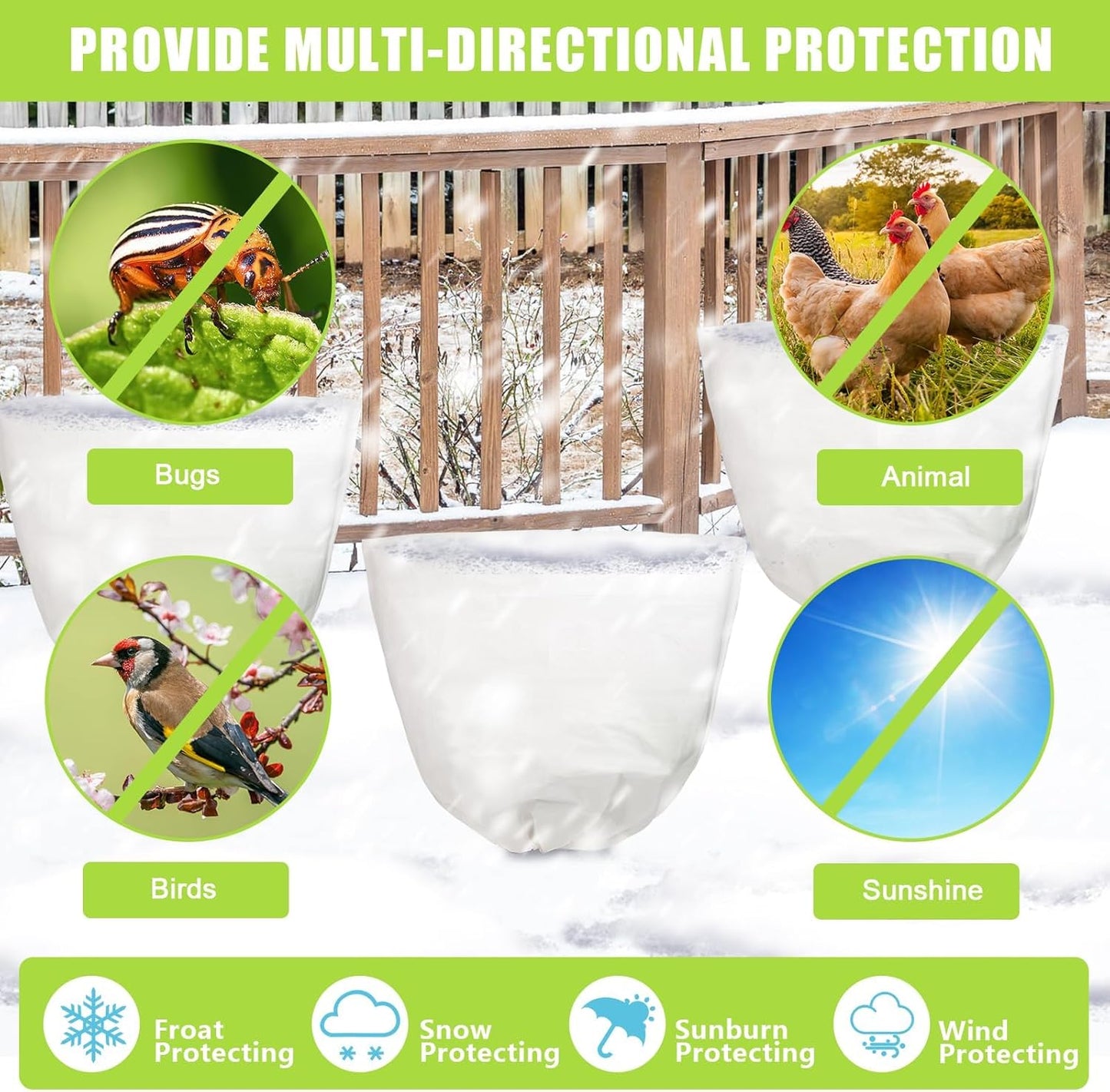 Svepndic 4 PCS Winter Plant Covers Freeze Protection,39X39 Reusable Plant Protector Bag with Drawstring,Winter Plants Jacket Warm Shrubs Cover Blanket Frost Protection for Outdoor Garden Plants