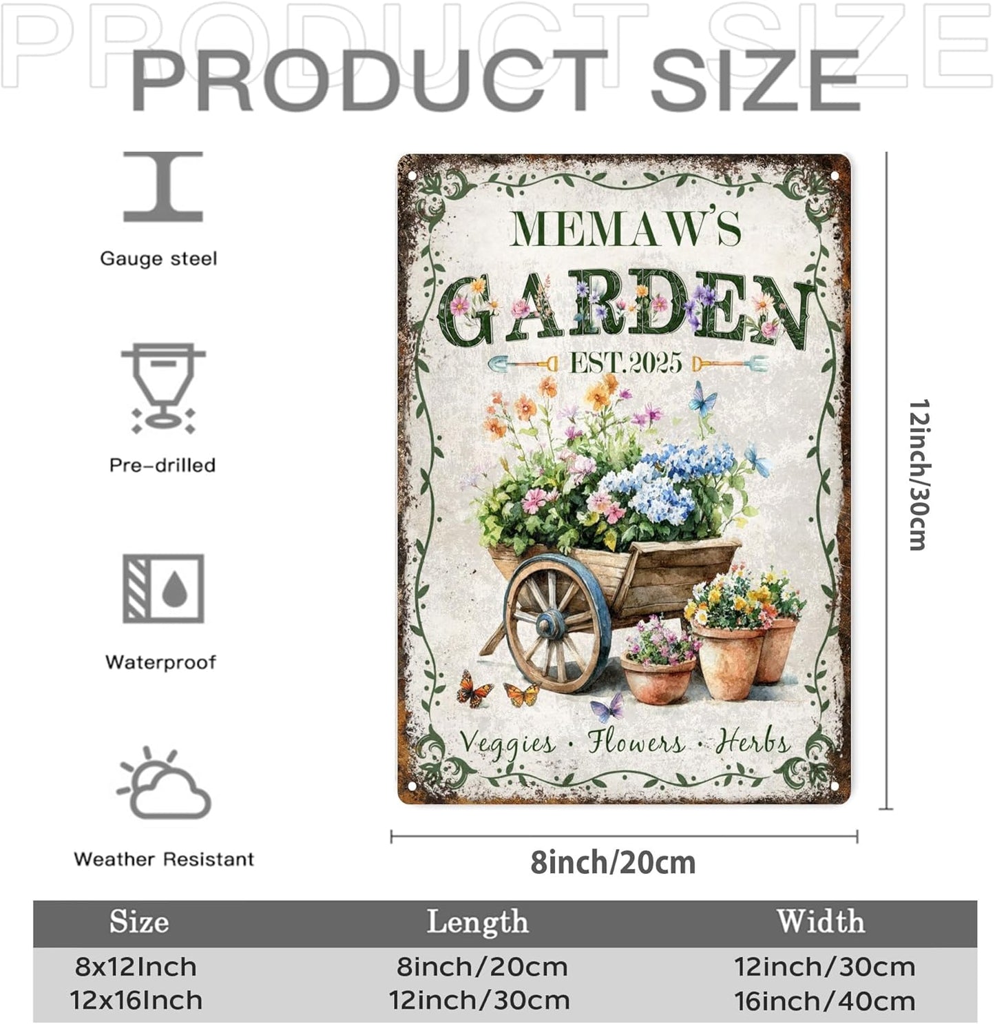 Custom Sign, Personalized Metal Signs, Customize for Office, Business, Workplace, Office, Home, Delivery Signs, Metal Sign With Your Own Image, Text,Photo, Pets, Kids Art Made in USA (Garden 04)