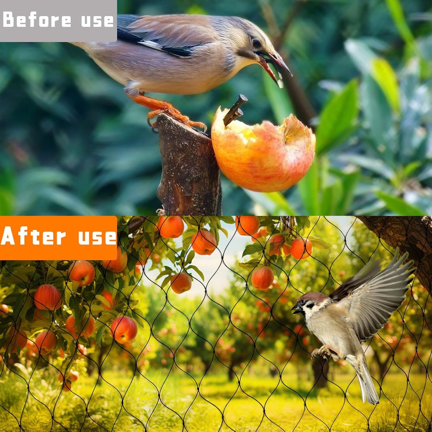 Bird Netting for Garden Heavy Duty Nylon Mesh Garden Netting for Garden Protection Bird Fence Plant Netting Protection Against Birds, Deer, Squirrels and Other Animals (15x30FT)