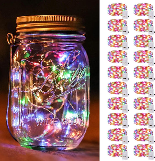 20 Pack Multi-Color LED Fairy Lights Battery Operated,7FT 20 LED Waterproof Mini Twinkle String Lights Battery Powered for Christmas Mason Jars Party,Multicolor