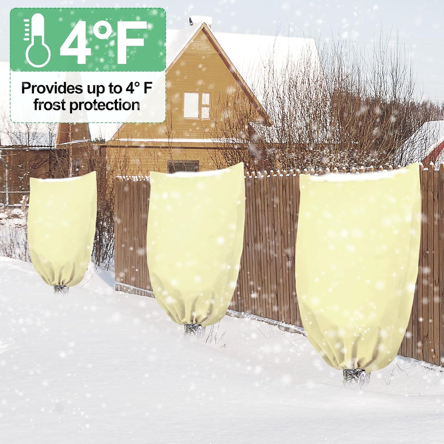 3 Pack Winter Plant Covers Freeze Protection, 23.6" x 31.4" Frost Covers for Outdoor Plants with Drawstring, Tree Covers for Winter Plant Frost Protection Covers, Shrubs Trees Jacket Covers