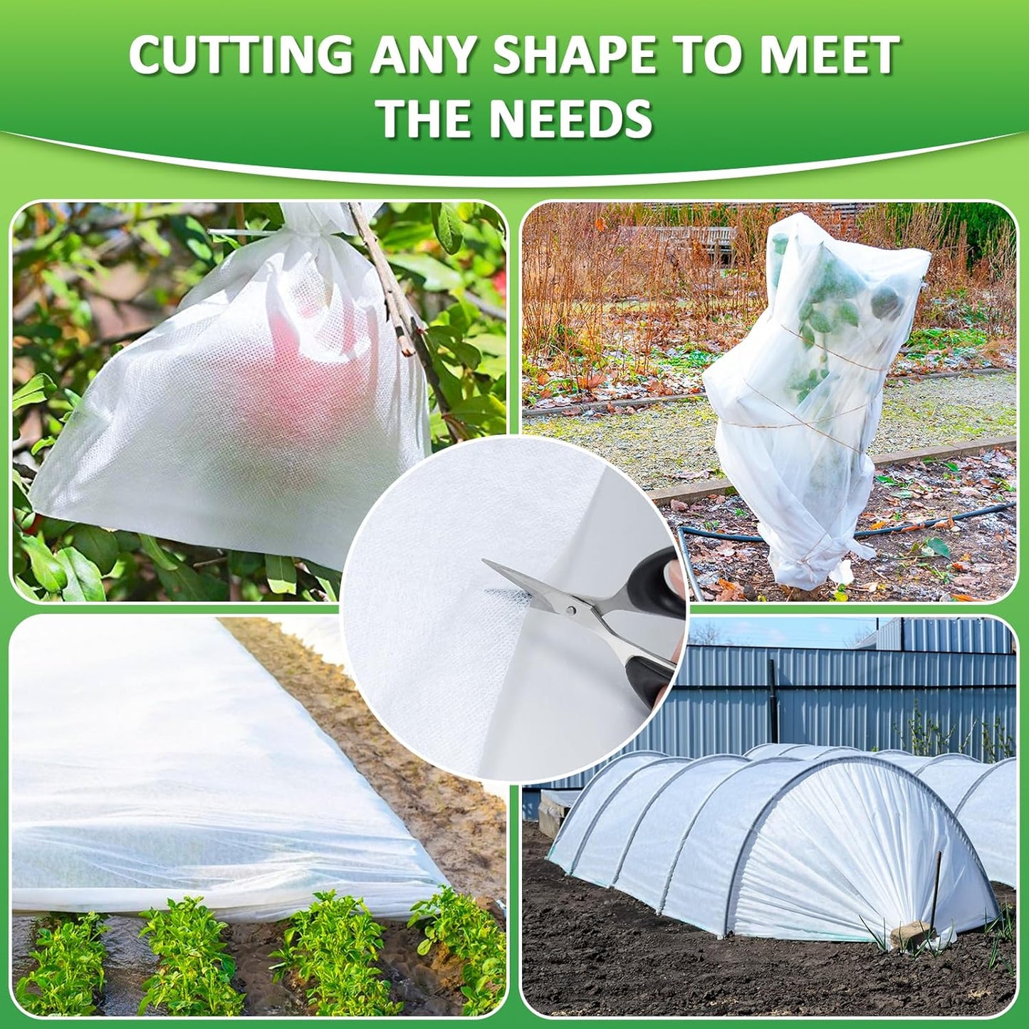 EAONE 10x33 FT Plant Covers Freeze Protection 2 Pack, 0.9oz Floating Row Winter Frosts Cloth for Outdoor, Plant Blankets Drawstring Bags for Cold Freeze Sun Protection Bird Insect Prevention