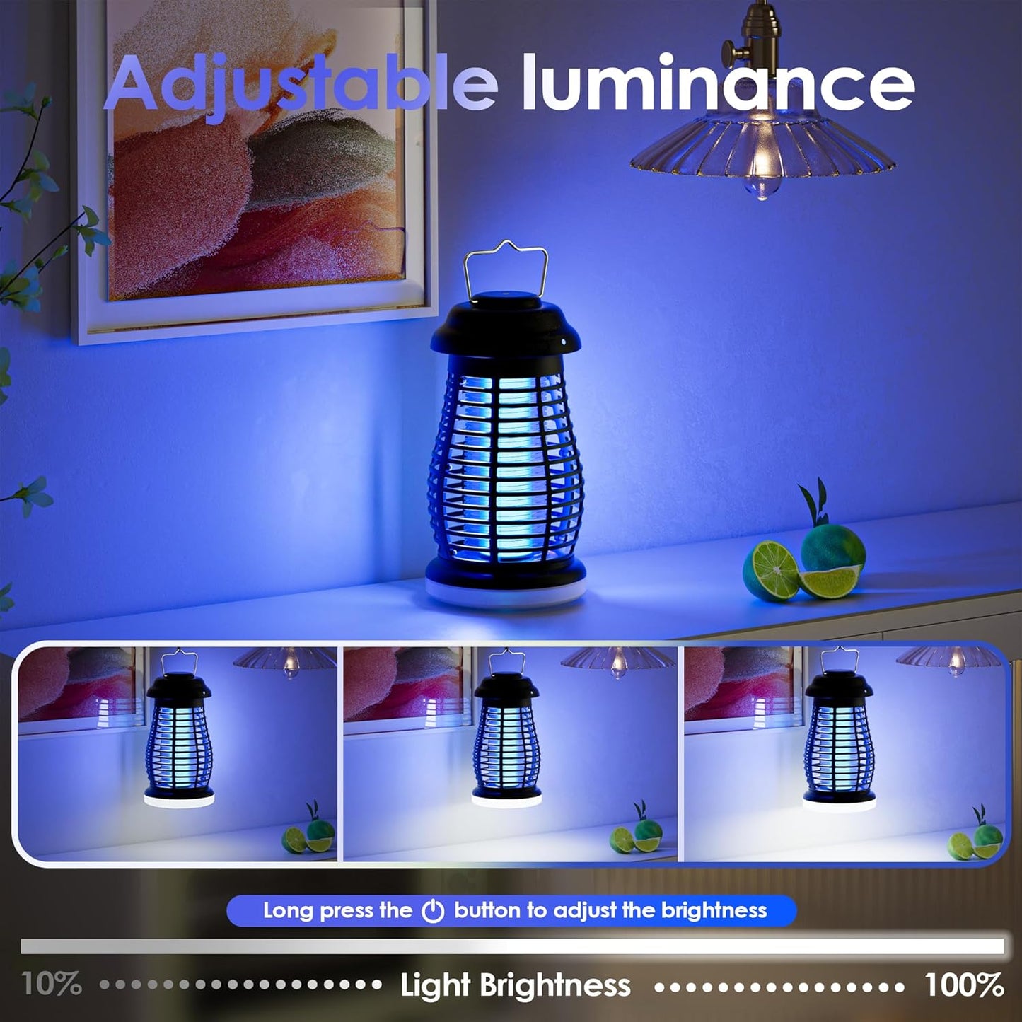 Bug Zapper Outdoor & Indoor, Mosquito Repellent Outdoor Patio, Portable & Rechargeable Fly Trap, IP67 Waterproof, Mosquito Repellent for Patio,Lawn & Garden, Camping, Kitchen, Home