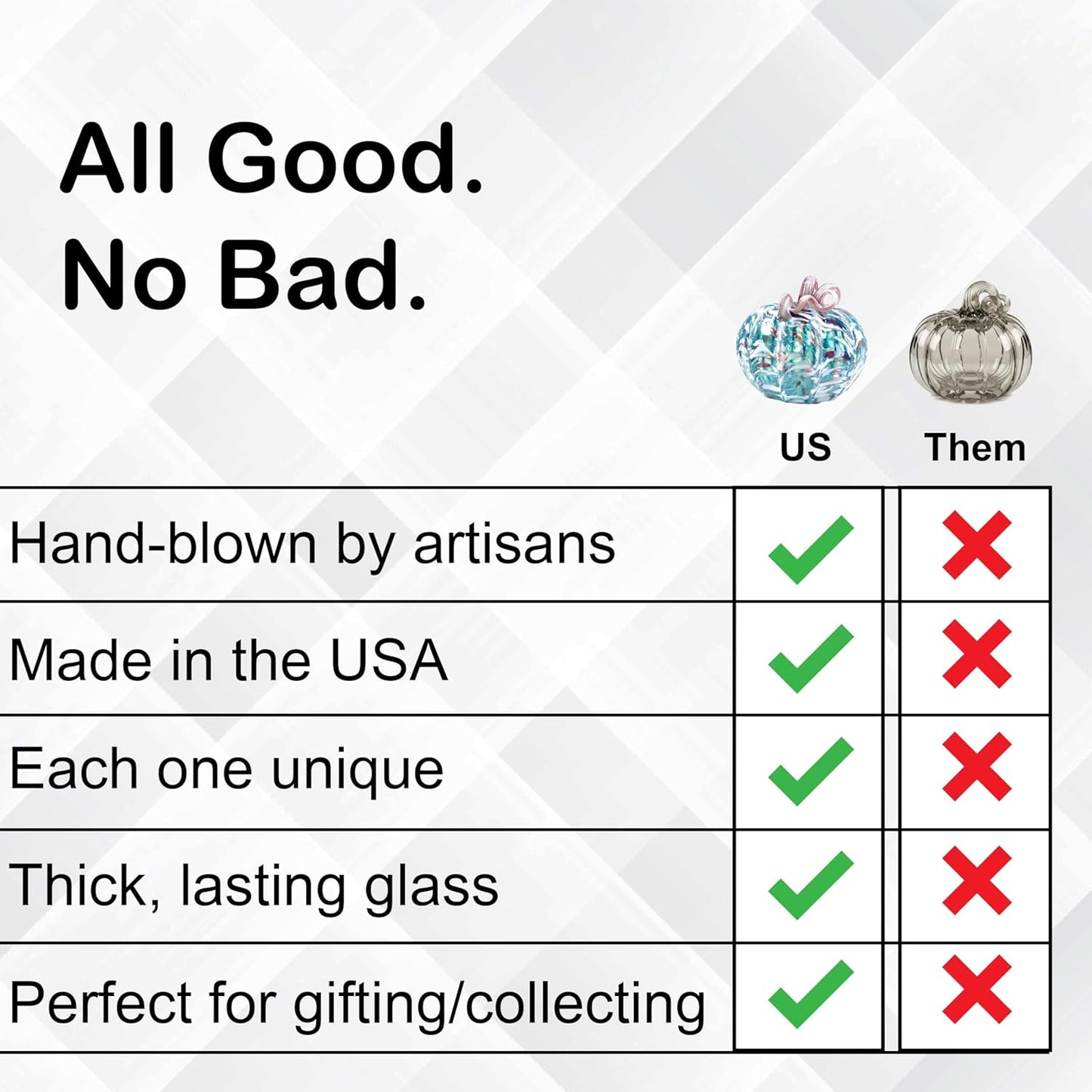 Luke Adams Glass Handmade Glass Pumpkins Handmade Table Top Home Decor (Squat, Plum)