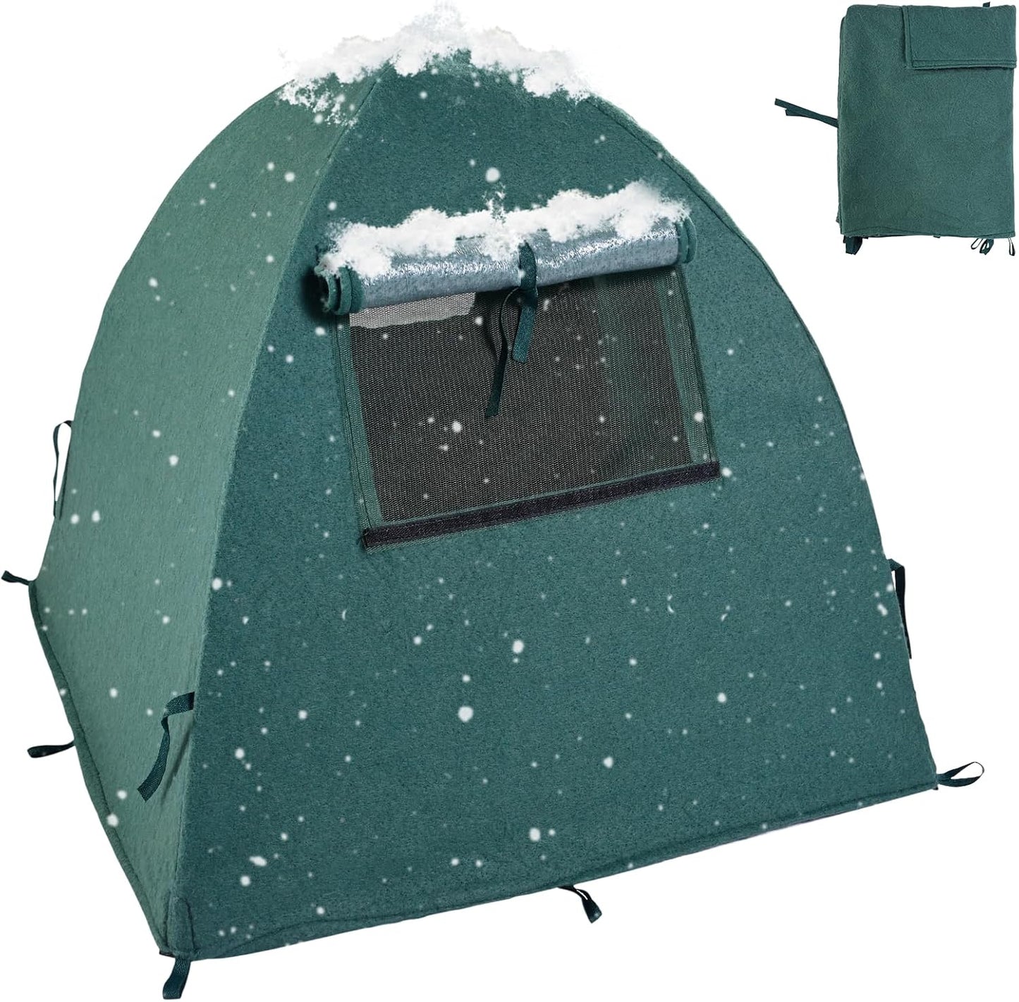 Plant Cover Frost Tent, 36''x36''x38'' Outdoor Garden Fabric Cover with Poles and Stakes for Winter Frost, Shade Cloth Plant Guard for Shrubs, Small Trees, Green