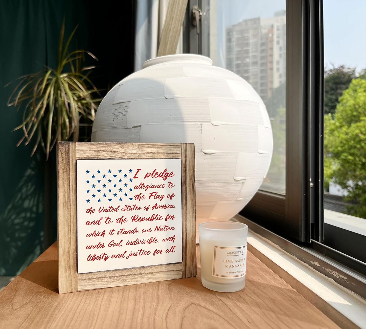 Patriotic Wood Plaque Sign, I Pledge Allegiance to the Flag of United States of America, Box Wood Plaques Desk Décor, American Flag Wooden Sign, 4th of July Woods Decoration, Independence Day Decor