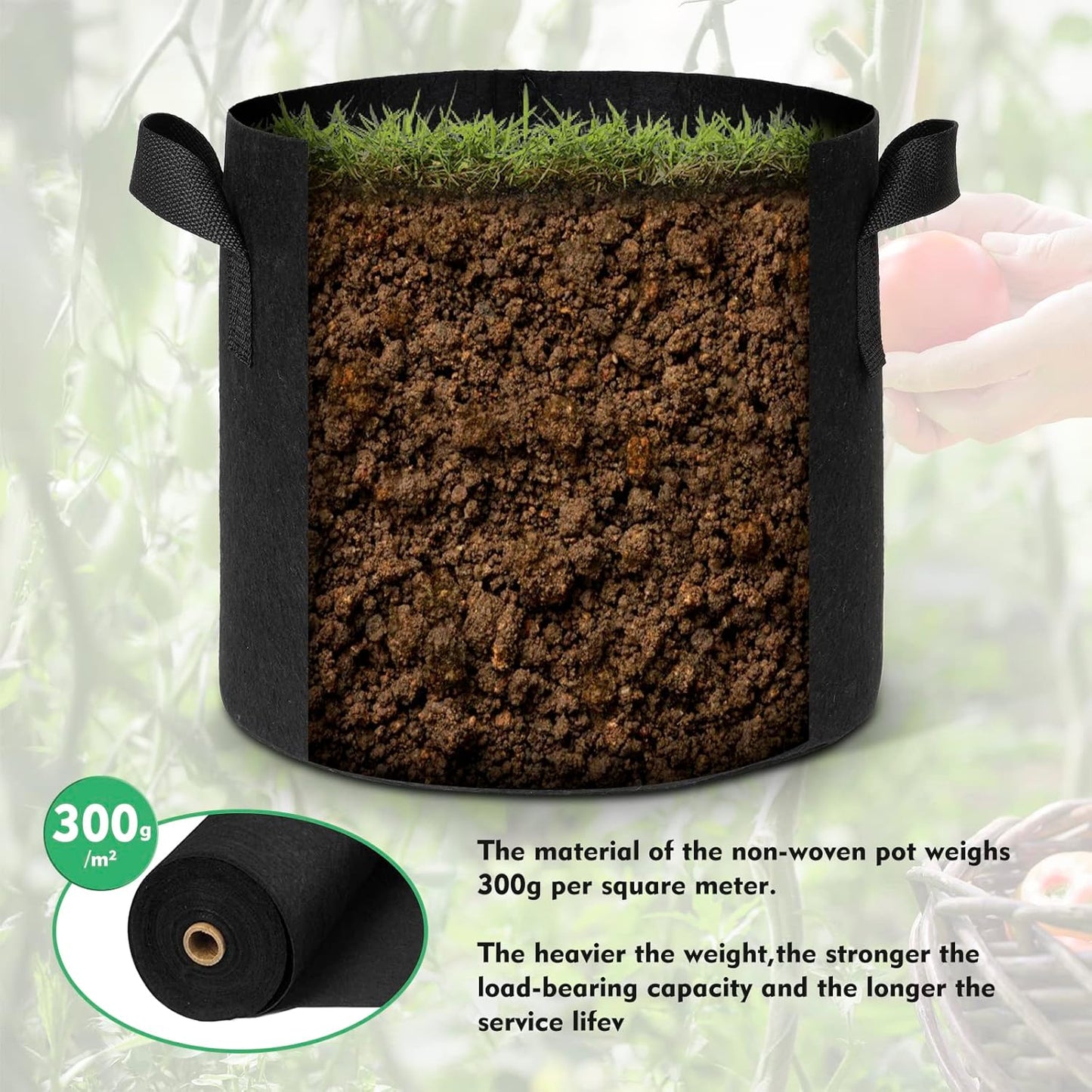 3-Pack 50 Gallon Grow Bags Outdoor Plant Pots with Handles Potato Grow Bags