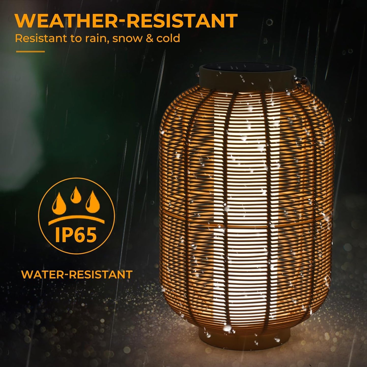 Solar Yard 2-Pack Outdoor Solar Lantern Lamp, Water-Resistant Boho Lights for Outside Hanging Lantern Table Lights Decoration for Garden, Patio, Porch, Trees, Pathway, Black and Natural