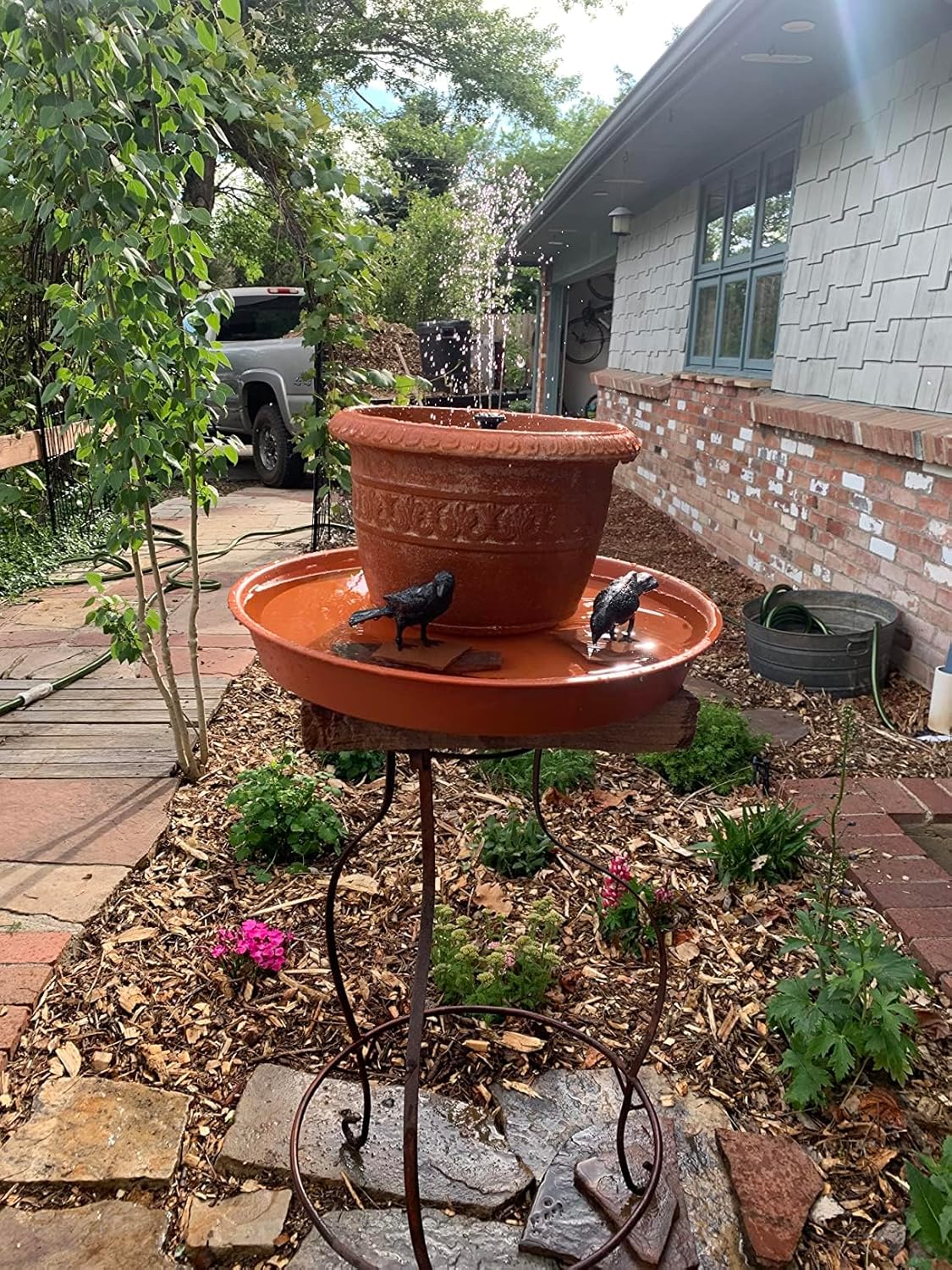 2 Pack of 20 22 inch Plant Saucer (19.1 inch Base), 3.6" Depth Tray, Large Deep Heavy Duty Saucers for Pots, Garden Bird Bath Bowl, Plant Trays for Indoors Outdoor (21", Terracotta)