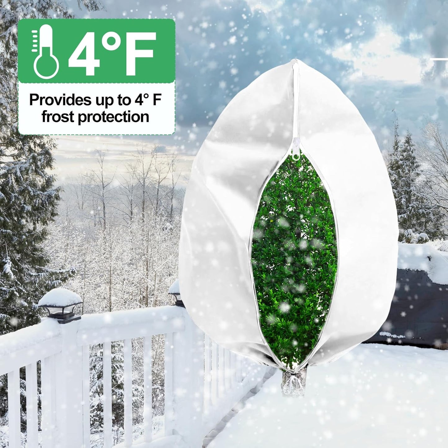 Plant Covers Freeze Protection with Zipper Drawstring, 78.7" X 94.4" Fig Tree Covers for Winter Frost Cloths for Outdoor Plants Bags, Large Shrub Trees Jacket Covers for Winter Cold Weather