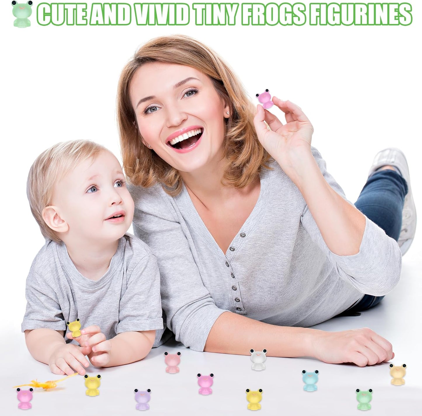 50 PCS Luminous Mini Resin Frogs Tiny Plastic Frogs Glow in The Dark Miniature Frog Figurines for Fairy Garden Miniature Moss Landscape Decoration (8 Colors Mini Frogs)