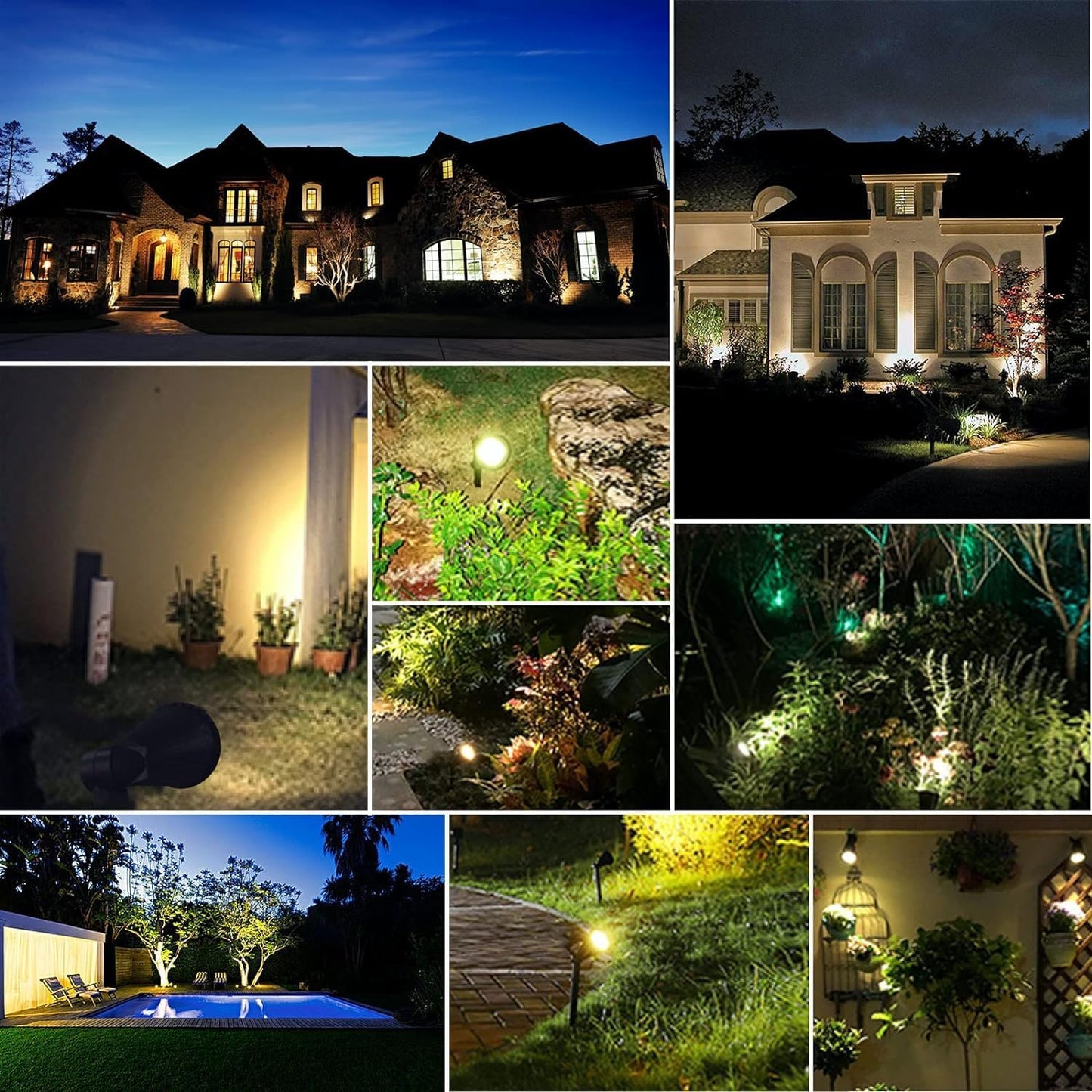 MEIHONG Solar Spot Light Outdoor, Waterproof LED Landscape Lights Dusk to Dawn, 2-in-1 Spotlight Solar Powered Accent Lights for Garden Porch Walkway Patio (Yellow-2 Pack)