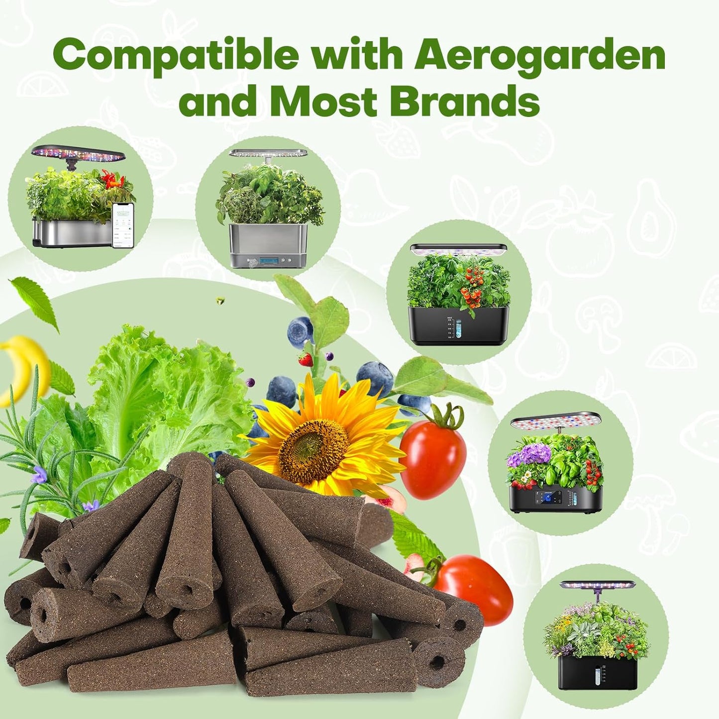 Ahopegarden 86PCS Hydroponic Pods Kit: Compatible with Aerogarden, iDOO, Most Brand Hydroponics Growing System, Indoor herb Garden Supplies Includes Grow Sponges, Labels, A&B Plant Food, Tweezer