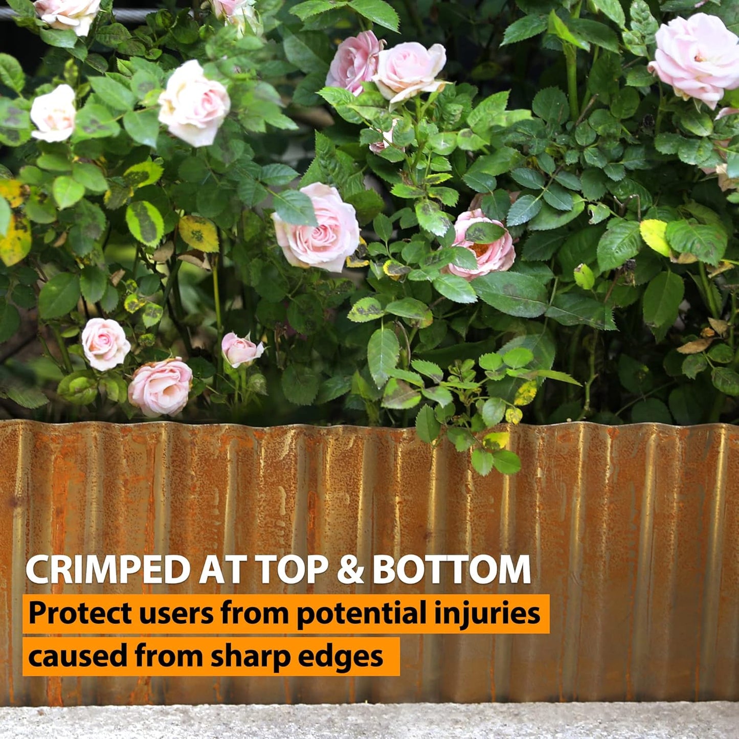 Worth Pre-Rusted Wide-Corrugated Garden Edging, 6" x20Ft Sturdy Steel Landscape Edging Bendable Metal Lawn Long Strips Border for Raised Flower Bed Tree Surrounds