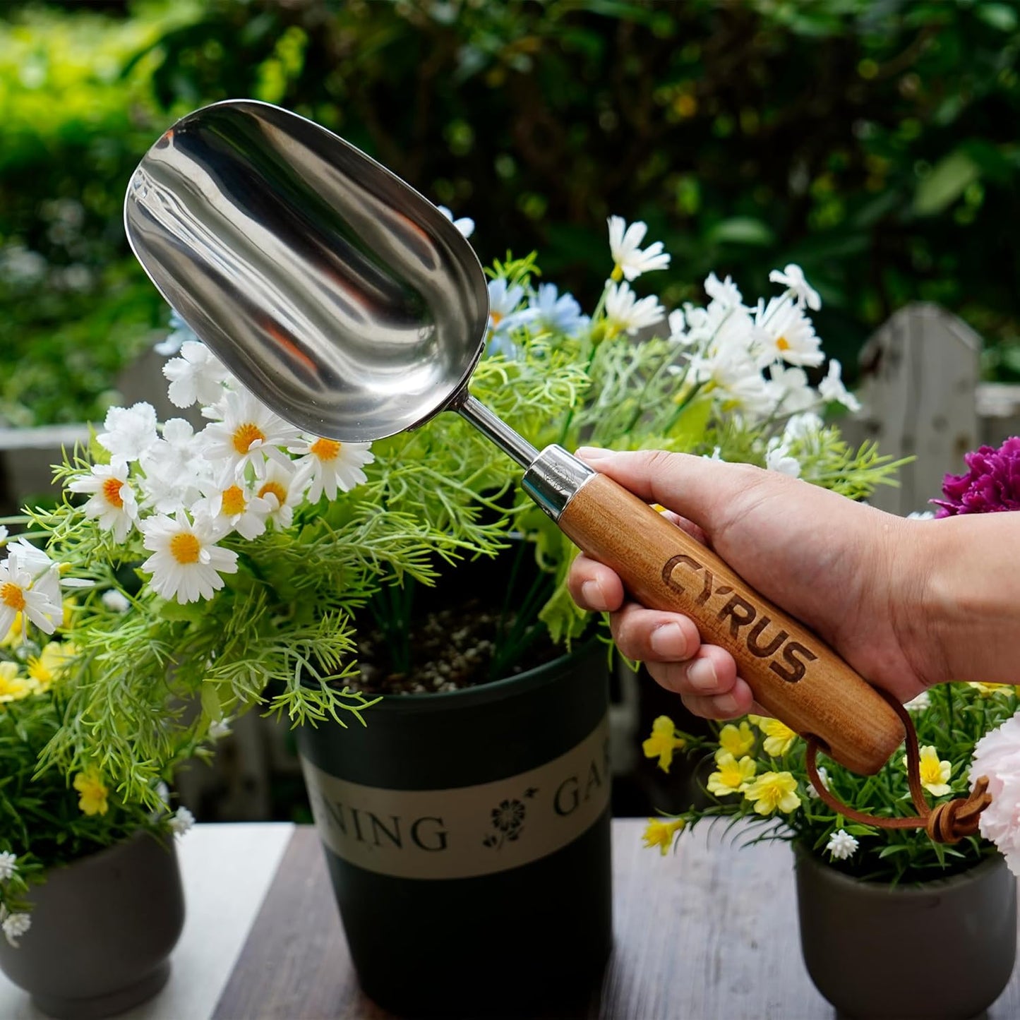 CYRUS Garden Trowel, 13" Stainless Steel Garden Shovel, Compact Garden Spade for Garden Plant Transplanting, Digging and Weeding