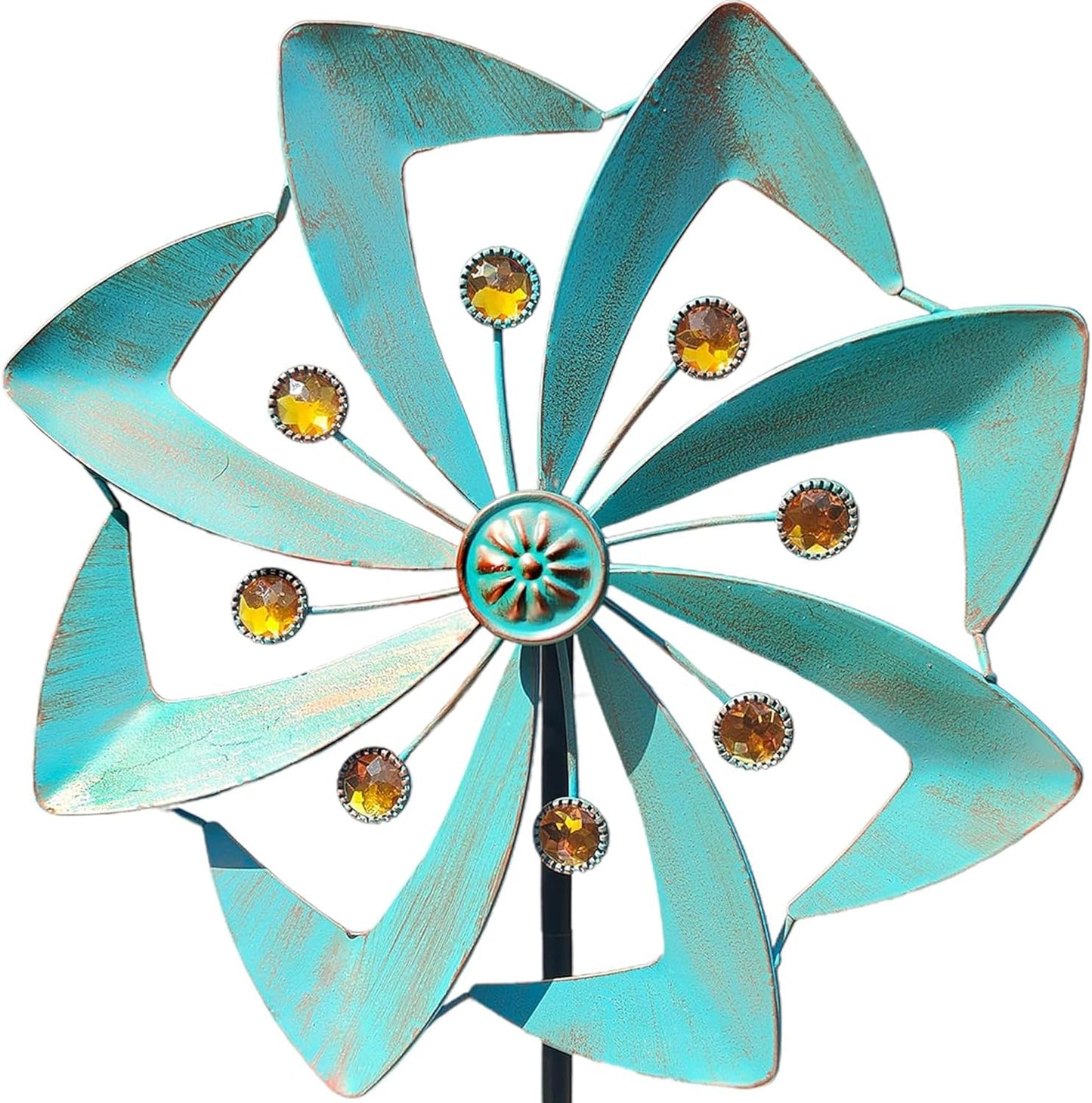 Wind Spinners Outdoor, 10 inch Wind Sculptures & Spinners, Metal Kinetic Wind Spinner, Decorative Pinwheels Large Wind Spinners for Yard and Garden Decor,Green