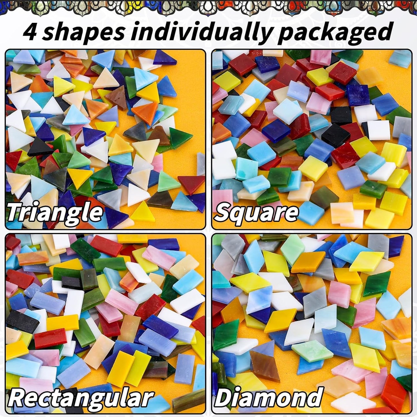 3200 Pcs Mosaic Tiles, Glass Mosaic Tiles for Crafts Bulk, Assorted Color Stained Mosaic Glass Pieces, Mosaic Supplies for Home Decoration, Art Crafts, DIY Projects, Opaque