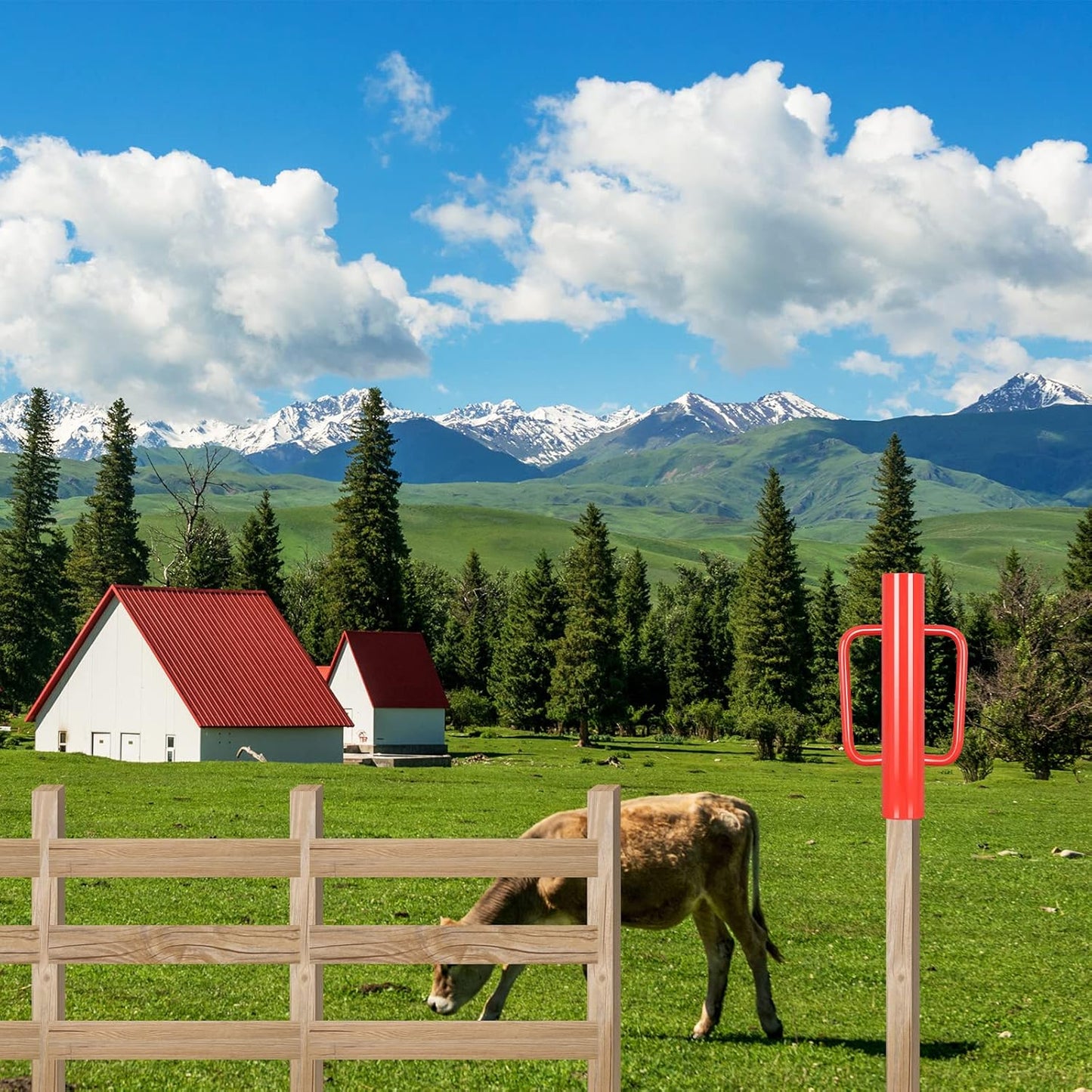 Gtongoko 12LB T Post Driver with Handles Heavy Duty Fence Post Driver Post Pounder for T-Posts，U Channel，Metal Post and Sign Post Pole Driver Tool,17 Inch Red