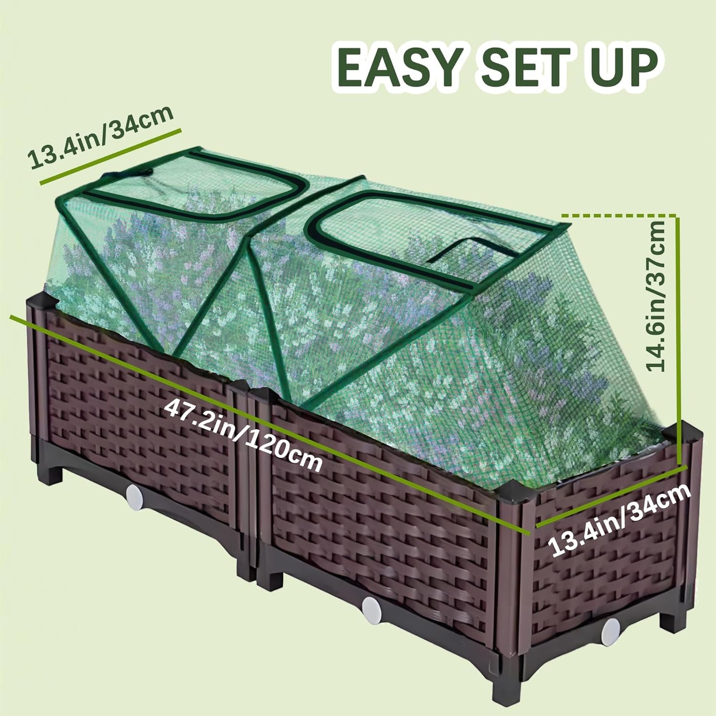 47.2" *14.6" *13.4" Foldable Garden Row Accelerator Plants Cover for Raised Garden Bed, Mini Greenhouse Cover with Two Air Hole and Breathable Mesh, Frost Cover for Plant Vegetable Seedling Protector