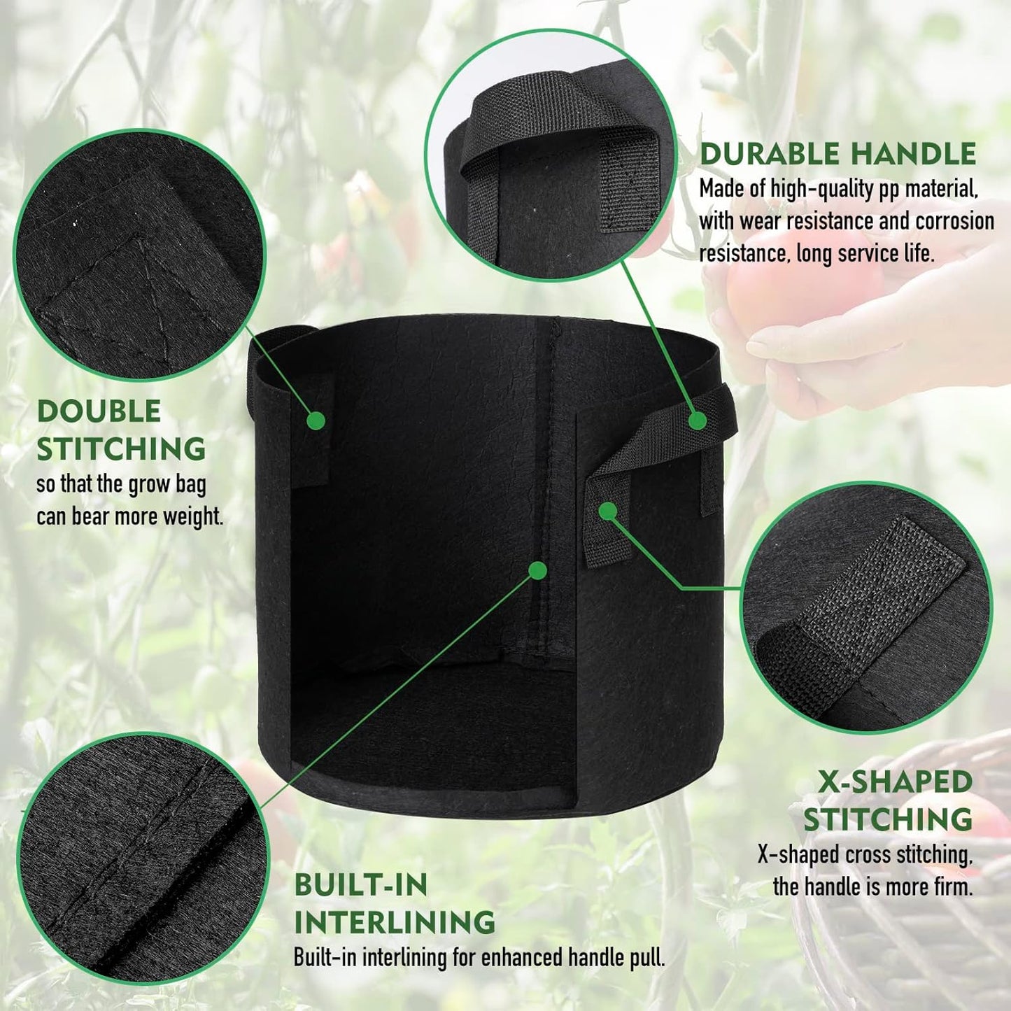 3-Pack 30 Gallon Grow Bags with Handle Plant Pots Thick Fabric Pots