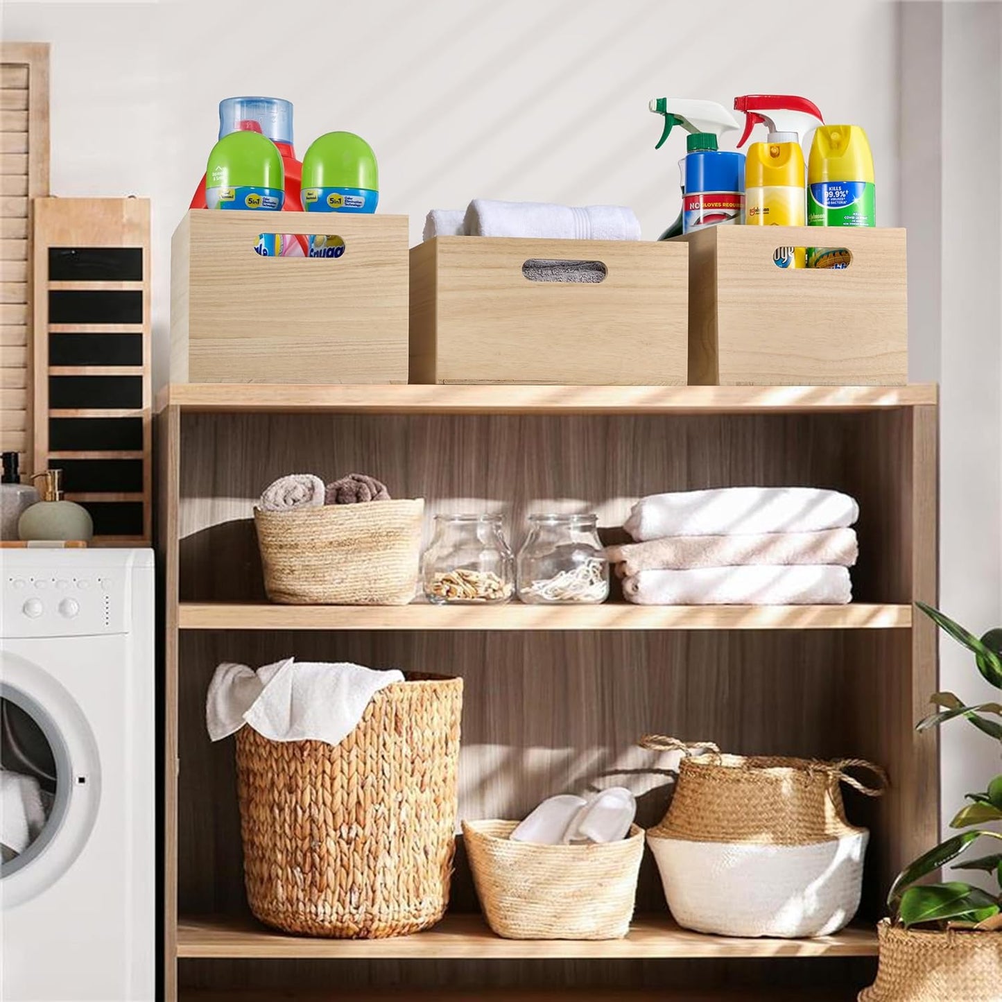 Sorbus Unfinished Wood Crates - Organizer Bins, Wooden Box for Pantry Organizer Storage, Closet, Arts & Crafts, Cabinet Organizers, Containers for Organizing (3 Pack)