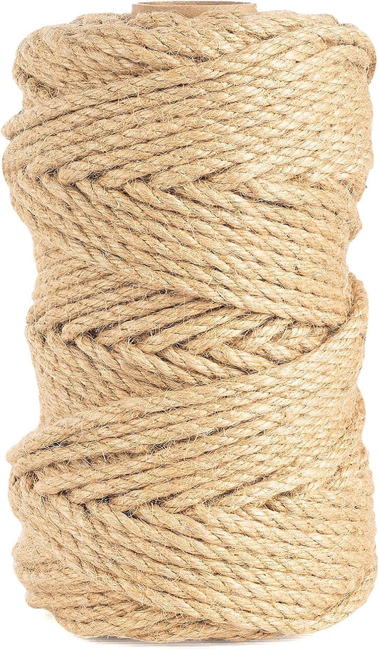 5mm Jute Twine,197 Feet/60M Twisted Jute Rope, Garden Twine, Heavy Duty and Thick Twine Rope, Garden, Arts & Crafts, Home Decor, Packaging Braided