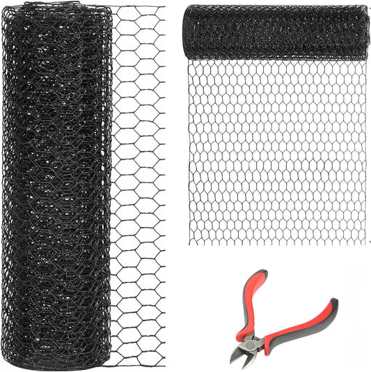 60'' x 150' Black Chicken Wire Mesh Fence, 20 Gauge Galvanized Poultry Netting and 1 inch Garden Mesh Fence Roll, Chicken Wire for Floral Arrangements/Crafts/Farm/Livestock/Pet Protection