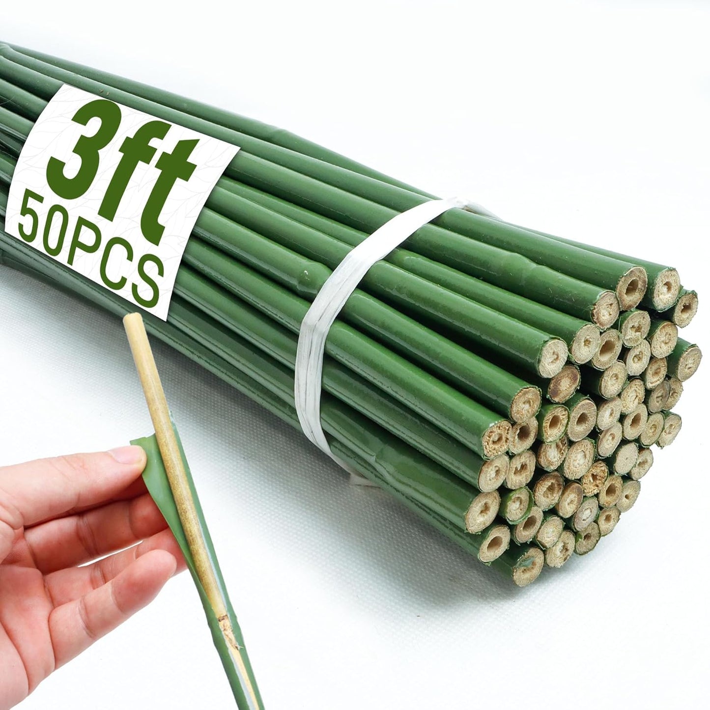 50Pcs 3ft Bamboo Sticks for Indoor Outdoor Plants, 0.29"-0.38" Natural Bamboo Poles, Durable Garden Stakes for Tomatoes, Beans, Flowers and Potted Plants