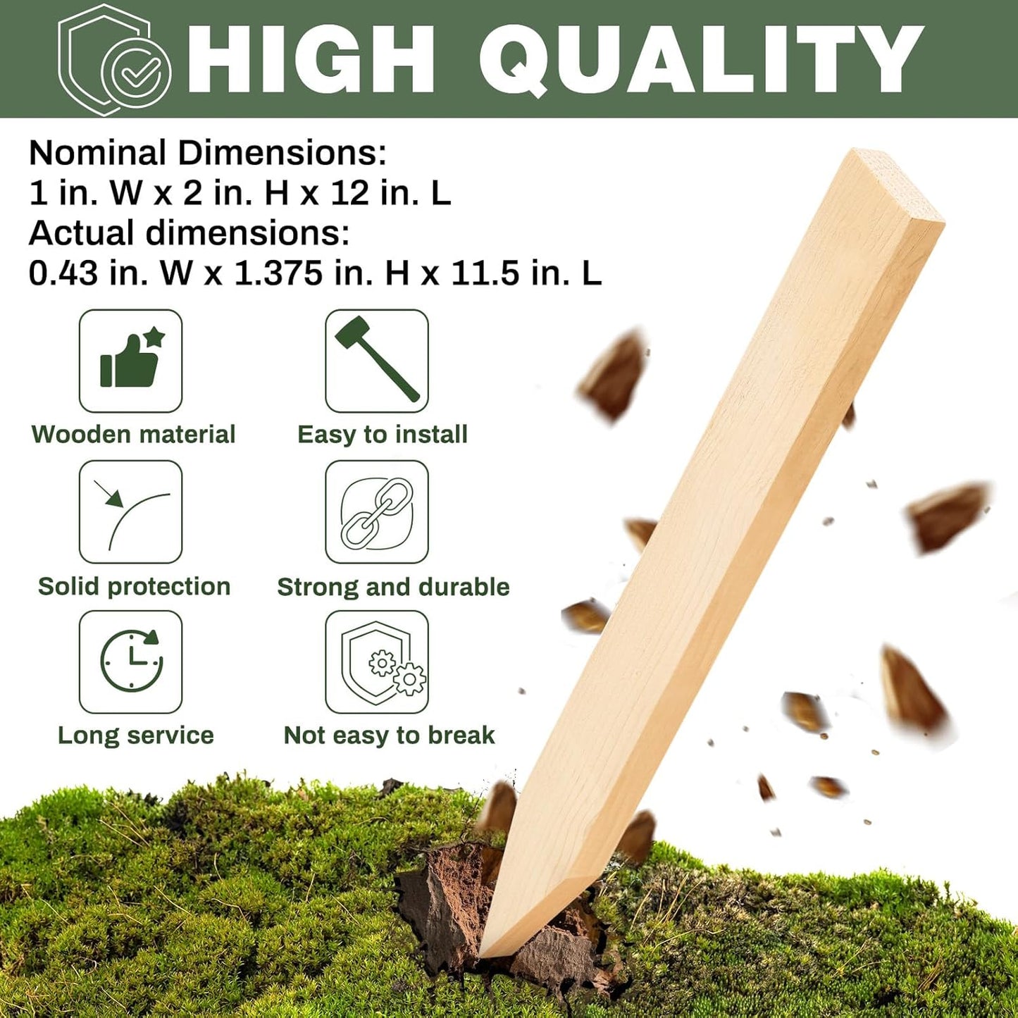 20 Pieces Wooden Garden Stakes 12 Inch Grade and Survey Stakes Wooden Garden and Sign Posts for Plant Support Silt Fence Yard Farm Survey Boundaries Baselines