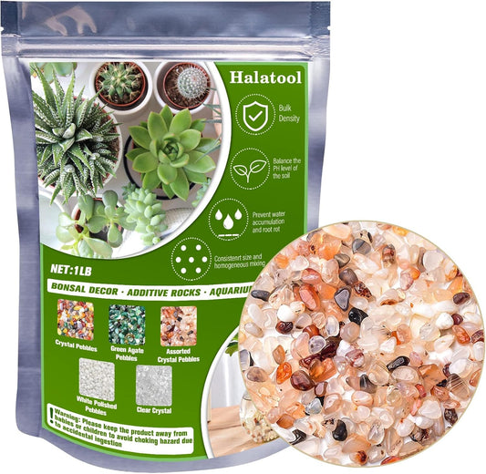 Halatool 1LB Crystal Pebbles 0.27"- 0.79" Natural Landscaping Pebbles Aquarium Gravel Decorative Polished Stone Suitable for Plants Home Decoration DIY Handmade Fish Tanks Vase Filler