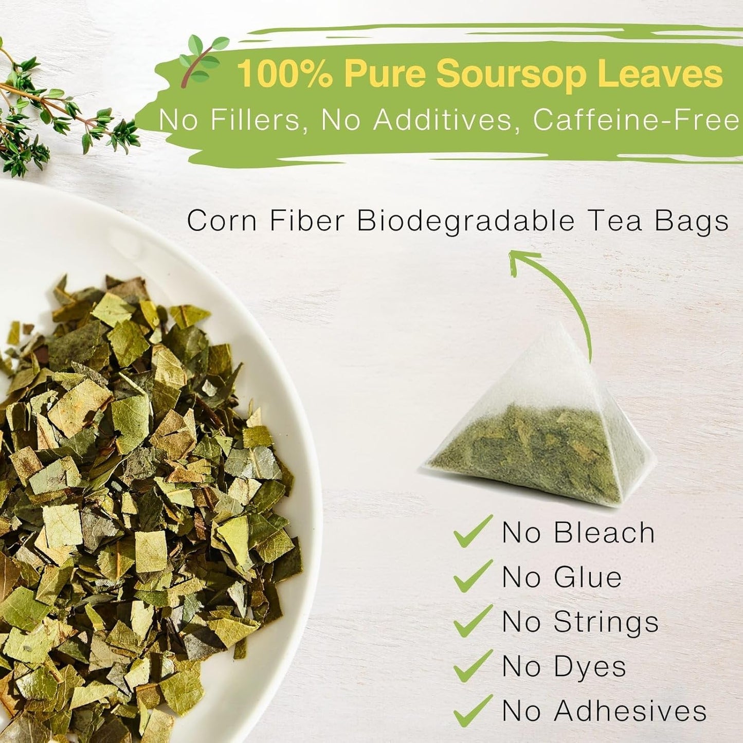 40 Premium Soursop Leaves Tea Bags | VitalForest Pure Graviola Leaf Tea for Relaxation, Sleep & Detox | Caffeine-Free Guyabano Herbal Tea | te de Guanabana | Non-GMO, Biodegradable