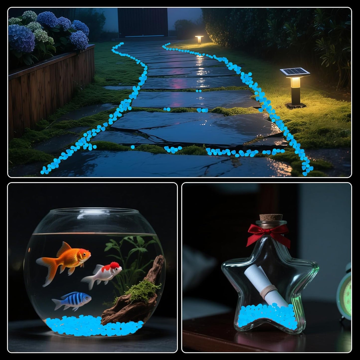 Glow in The Dark Rocks Outdoor Garden Pebbles Stones, 2.2Lbs White Fish Tank Glow Rocks Resin Glowing Pebbles for Garden/Aquarium/Planter/Walkway/Driveway