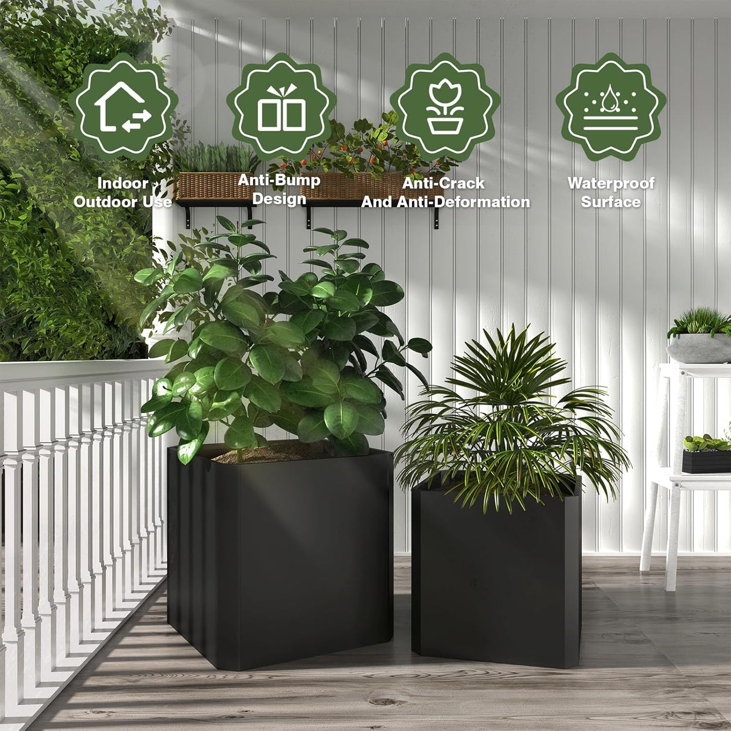 Steel Planter Box-26"x26"x26"-Large Square Planter Box-Outdoor Indoor-Cube Steel Planter Heavy Duty Black Metal Planter Flower Pot Commercial Residential for Home Garden Porch Hotel Patio