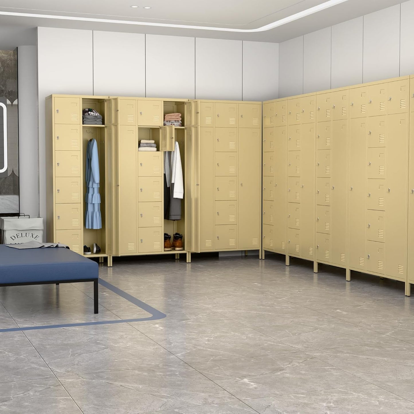 72" H Metal Storage Lockers with Doors,Industrial Combination Employee Lockers with Hooks for Office,Home Gym,School,Assembly Required,8+2Doors,Camel