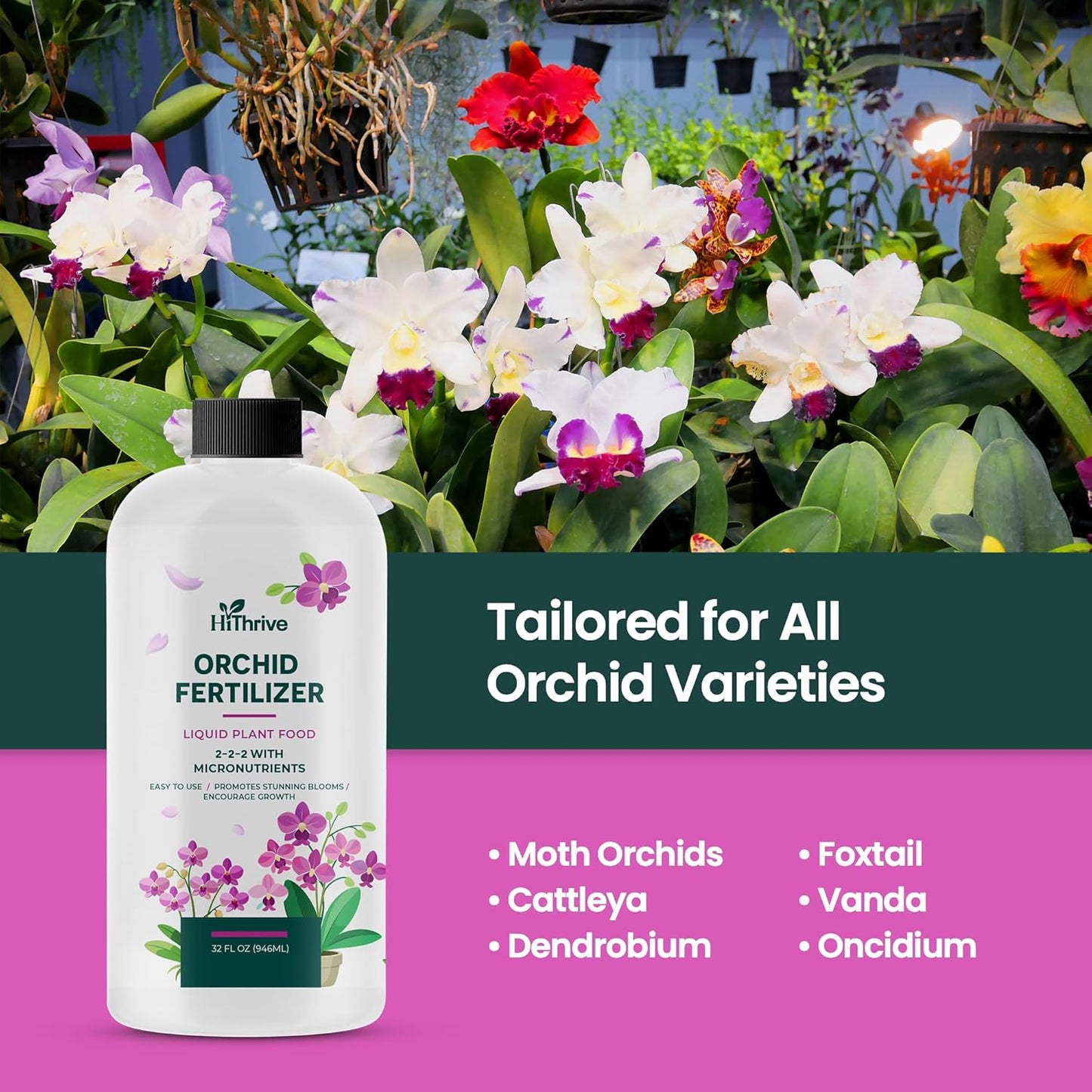 32oz Orchid Fertilizer - Makes 64 Gallons of Orchid Food, Indoor Plant Fertilizer for Orchids Indoors & Outdoors, Indoor Plant Food with Micronutrients for Vibrant Blooms and Strong Roots