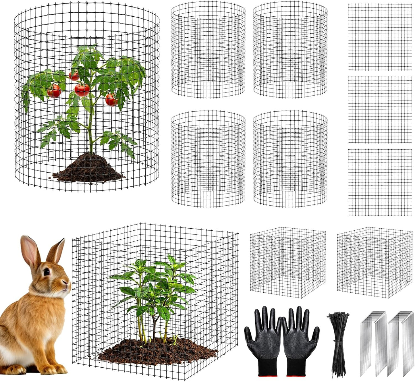 60PCS Plant Protector from Animals, 20 Pack 12'' x 12'' Metal Plant Cages, Heavy Duty Garden Cage to Keep Animals Out, Garden Wire Mesh Protection from Rabbit Chicken Squirrel Tree,Vegetables,Flowers