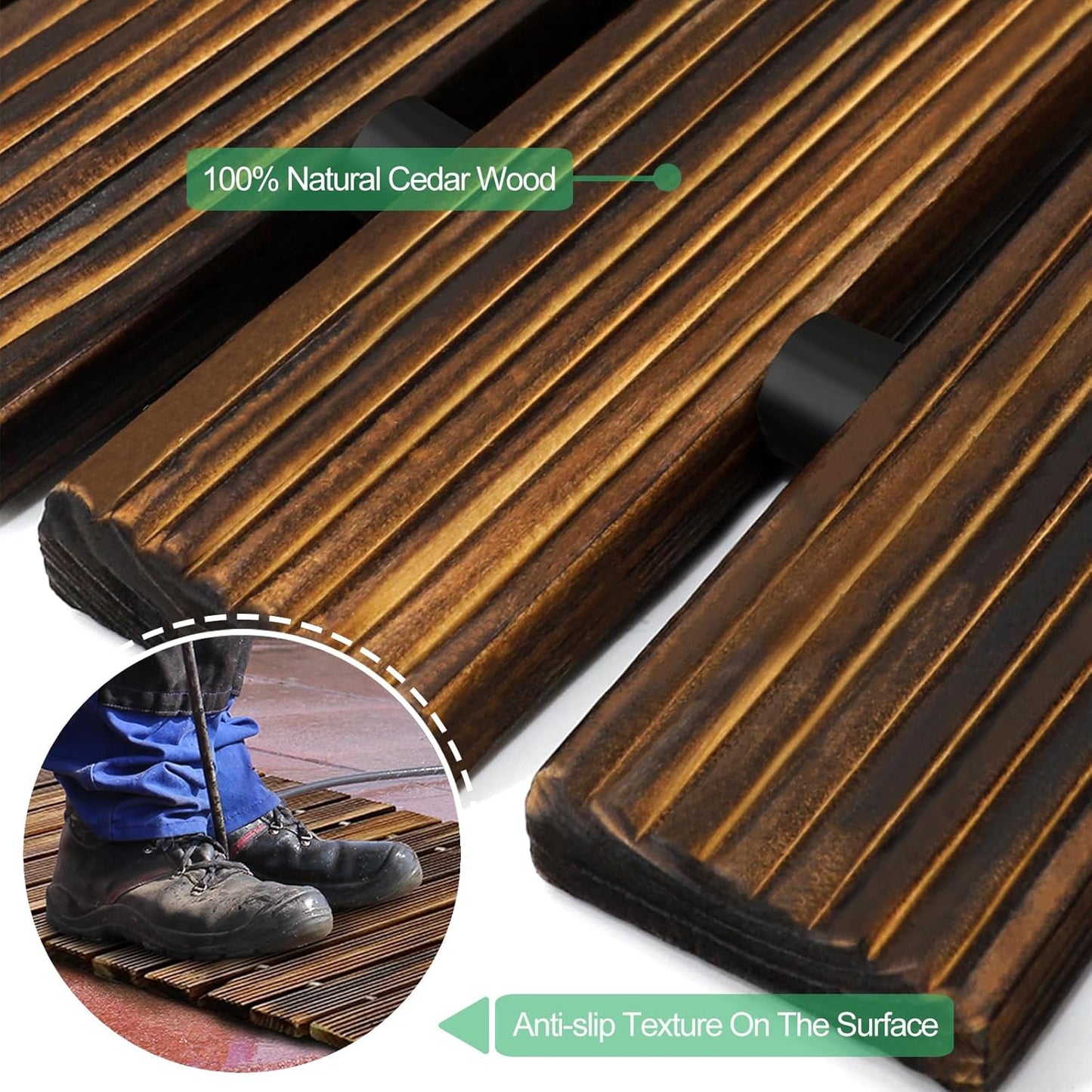 RELIANCER 12' Wooden Garden Pathway,Outdoor Roll Out Cedar Straight Walkway,Patio Path Decorative Garden Boardwalk Walkways,Weather-Resistant Roll Up Beach Wood Road Floor,Wedding Party Pathwaysc