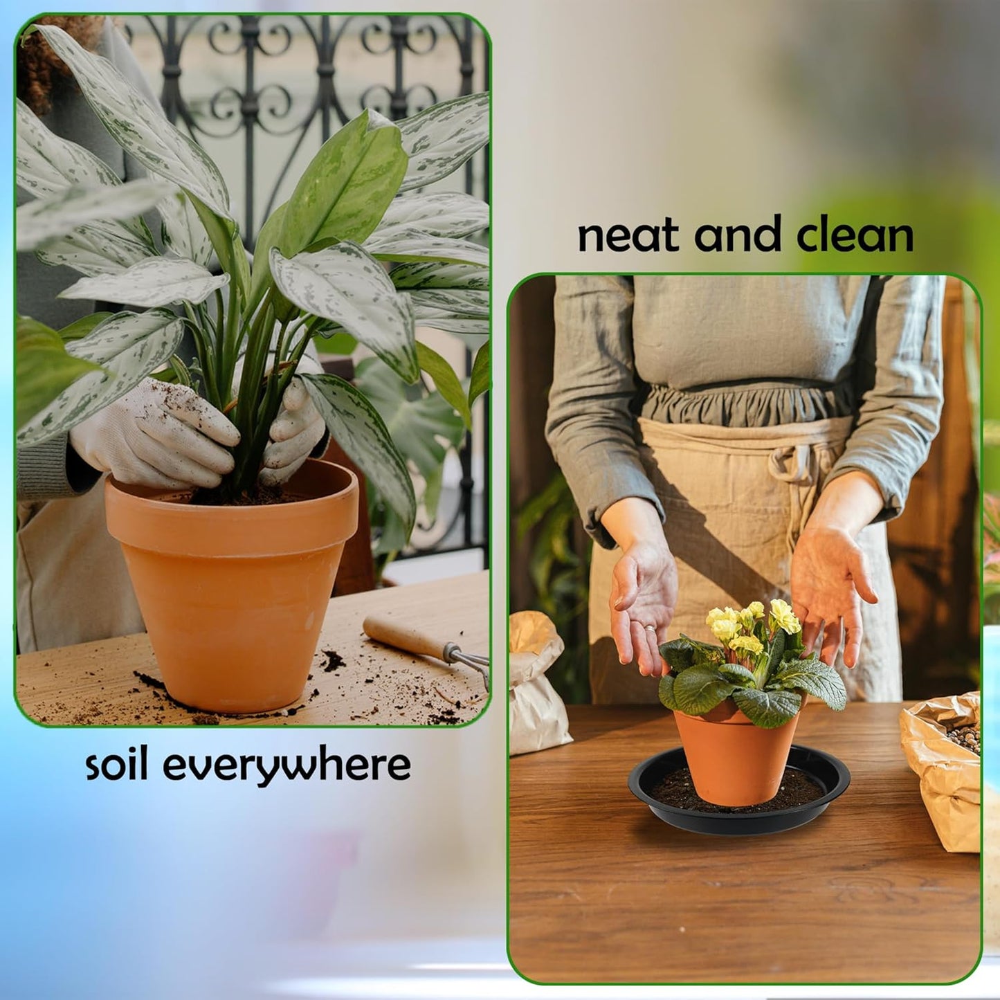 8 Pack 16 Inch Round Plant Saucers for Less 14Inch Pot Indoors Outdoors Plant Trays for Pots Planter Saucer Plastic Plant Drip Tray Flower Planter Water Tray for Potted Plants(Black, 16"(8pcs))