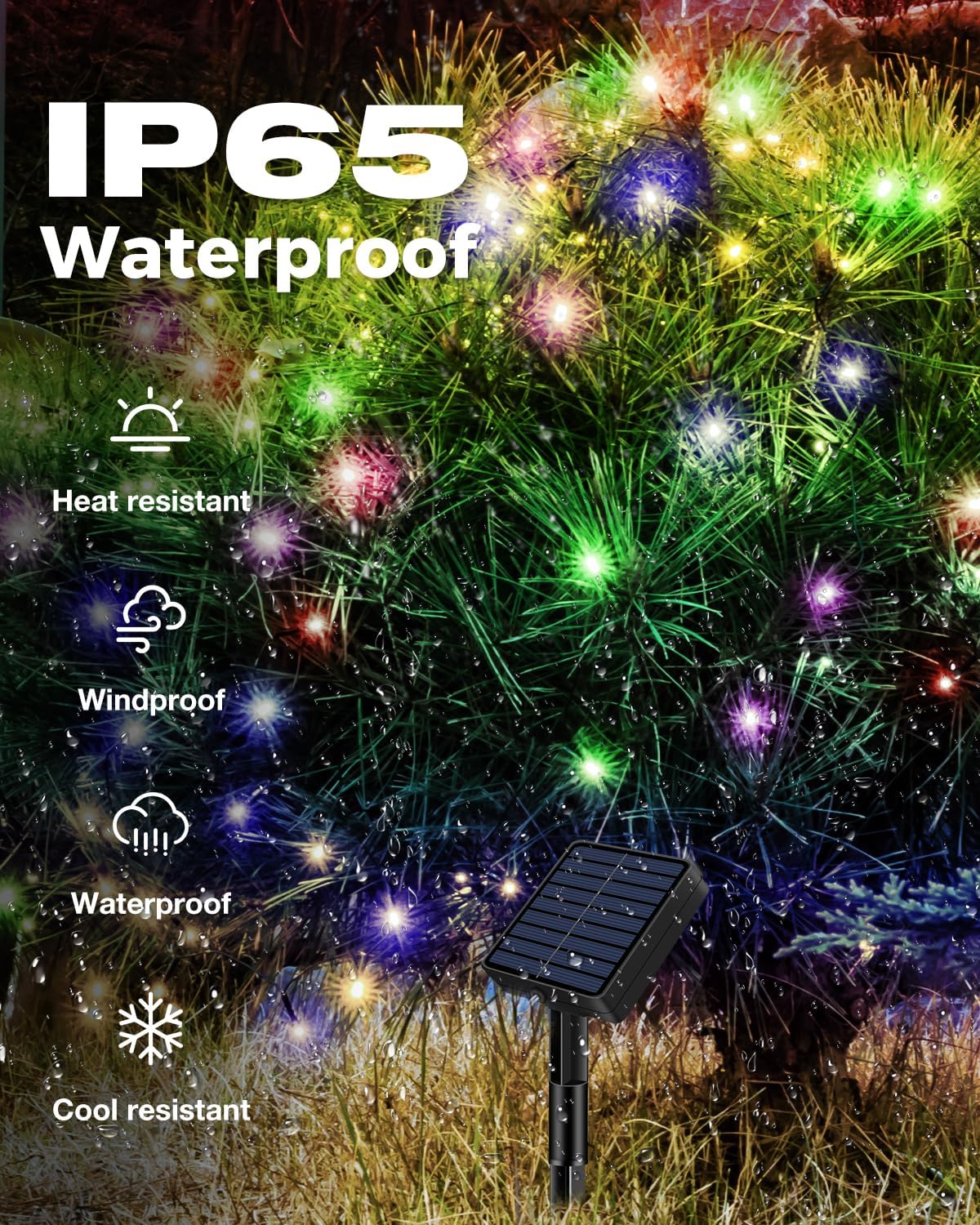 3 Pack Solar Fairy Lights for Outside Waterproof, 49FT/15M 150LED Solar String Lights Outdoor 8 Modes Solar Twinkle Lights for Garden Yard Christmas Tree Wedding Party Decor, Multicolor