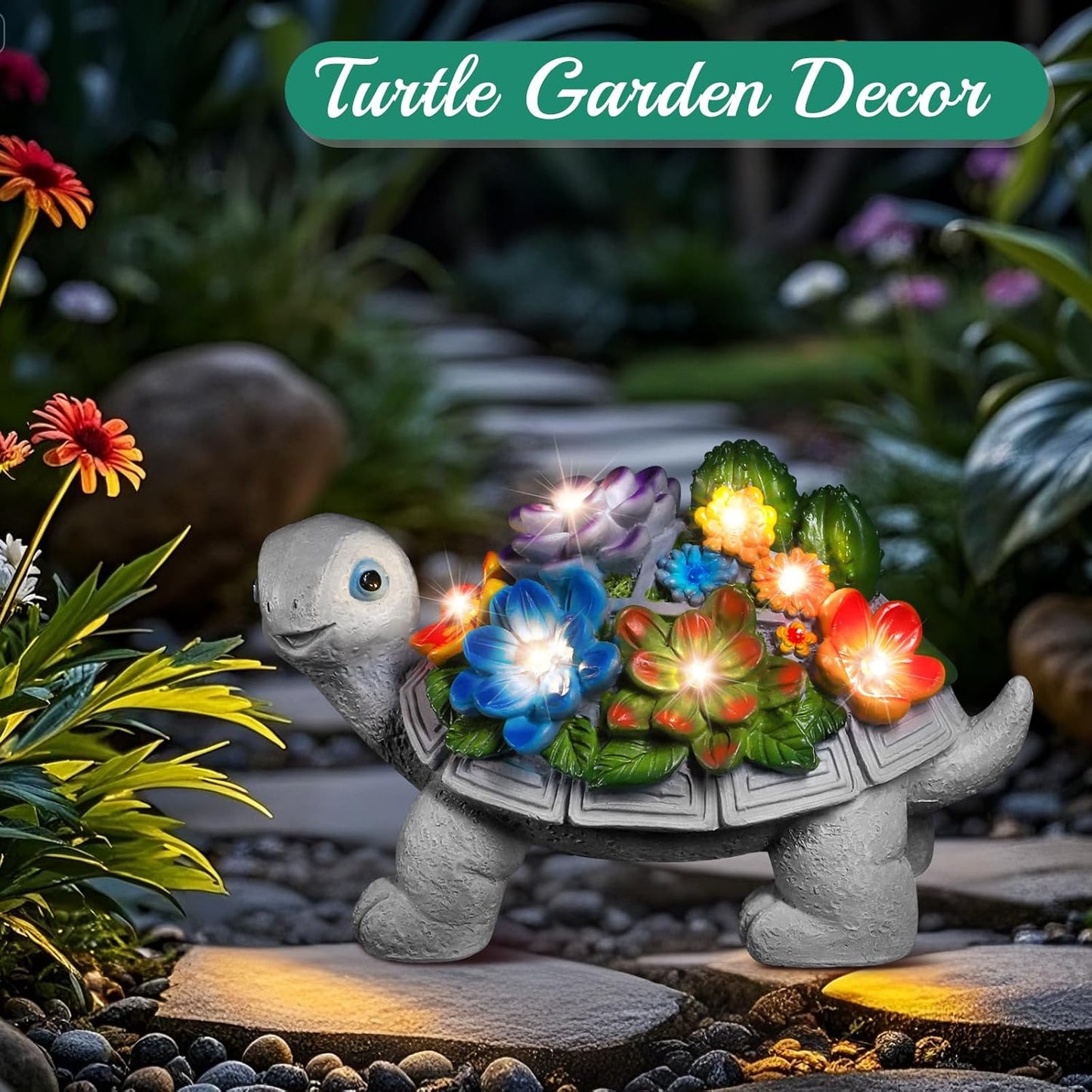 Linkax Christmas Gifts for Women Mom Grandma, Birthday White Elephant Gifts for Adults Her Sister,Turtle Statue Solar Lights Outdoor Garden Decor for Outside Yard Patio, House Warming Gift New Home