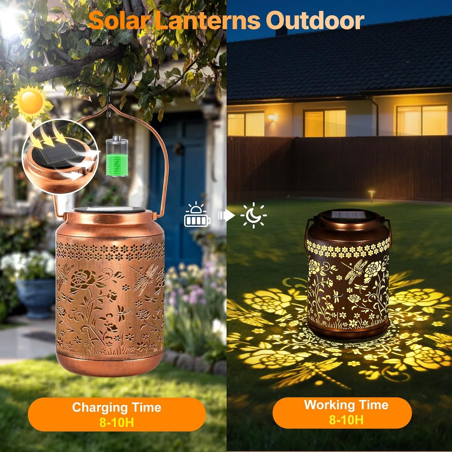 Solar Lanterns Outdoor Waterproof, Dragonfly Garden Decor for Yard Porch Lawn Patio Pathway, Hanging Solar Lights Birthday Gifts for Women Mom Grandma Sister Friend