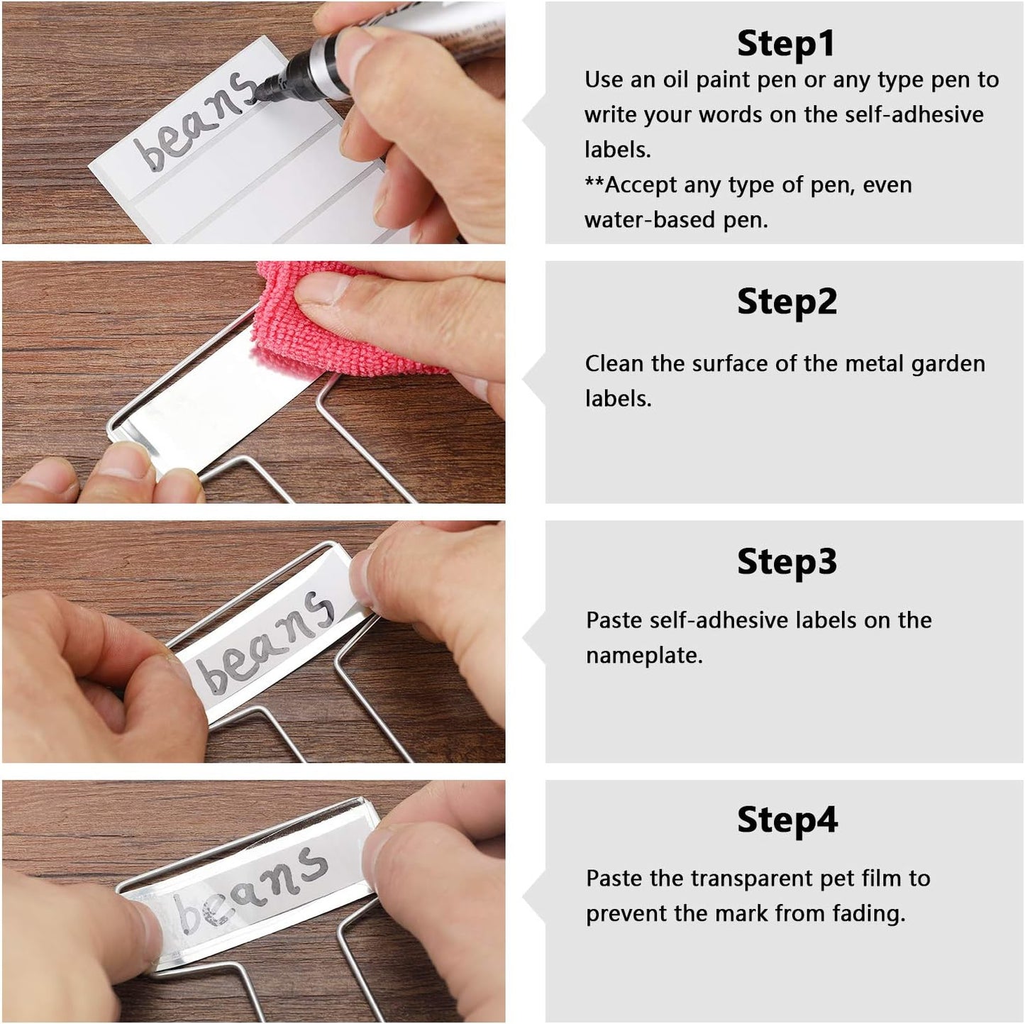 25PCS Zinc Metal Plant Tags Plant Labels with 50Pcs Labels, Rainproof PET Film & Permanent Pen, 10" Weatherproof Banner Garden Markers, Marking Protection Seedling Signs Nursery Tags