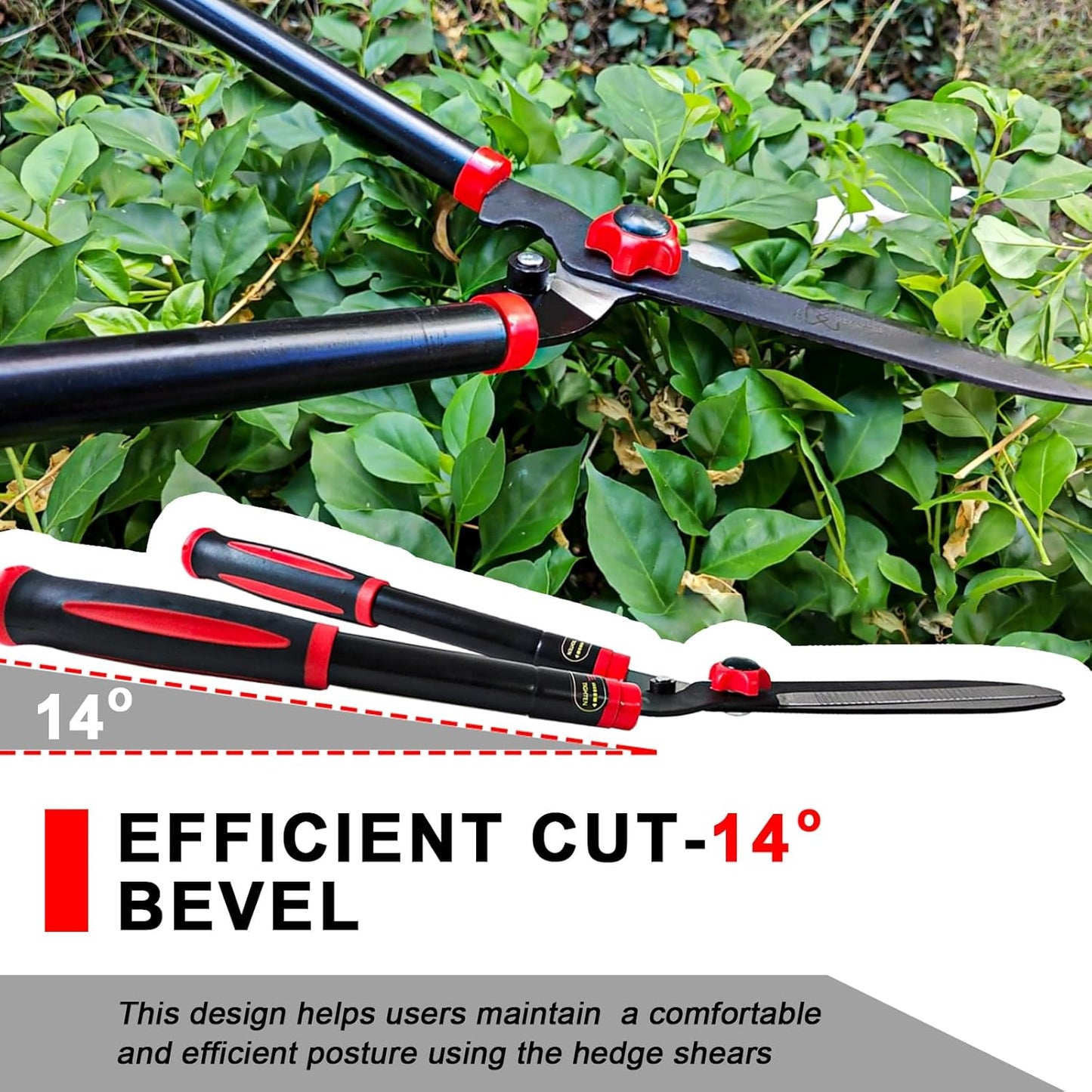 Garden Hedge Shears Heavy Duty with 22.8"-30.3" Extendable Handle, Plant Cutting Scissors -Lawn Pruners - Yard and Garden Tools