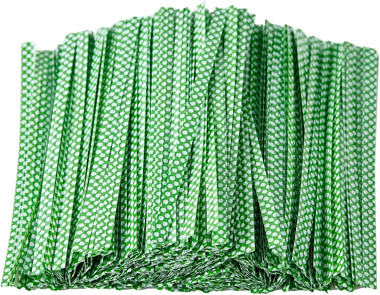 500 PCS 4" Polka-Dotted Bag Twist Ties,Green with Dots Plastic Twist Ties Bread Bags Ties for Candy Cookies Gift Bags and Decoration