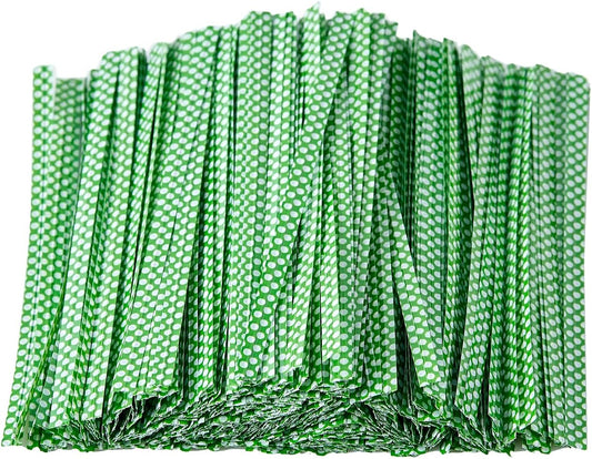 500 PCS 4" Polka-Dotted Bag Twist Ties,Green with Dots Plastic Twist Ties Bread Bags Ties for Candy Cookies Gift Bags and Decoration
