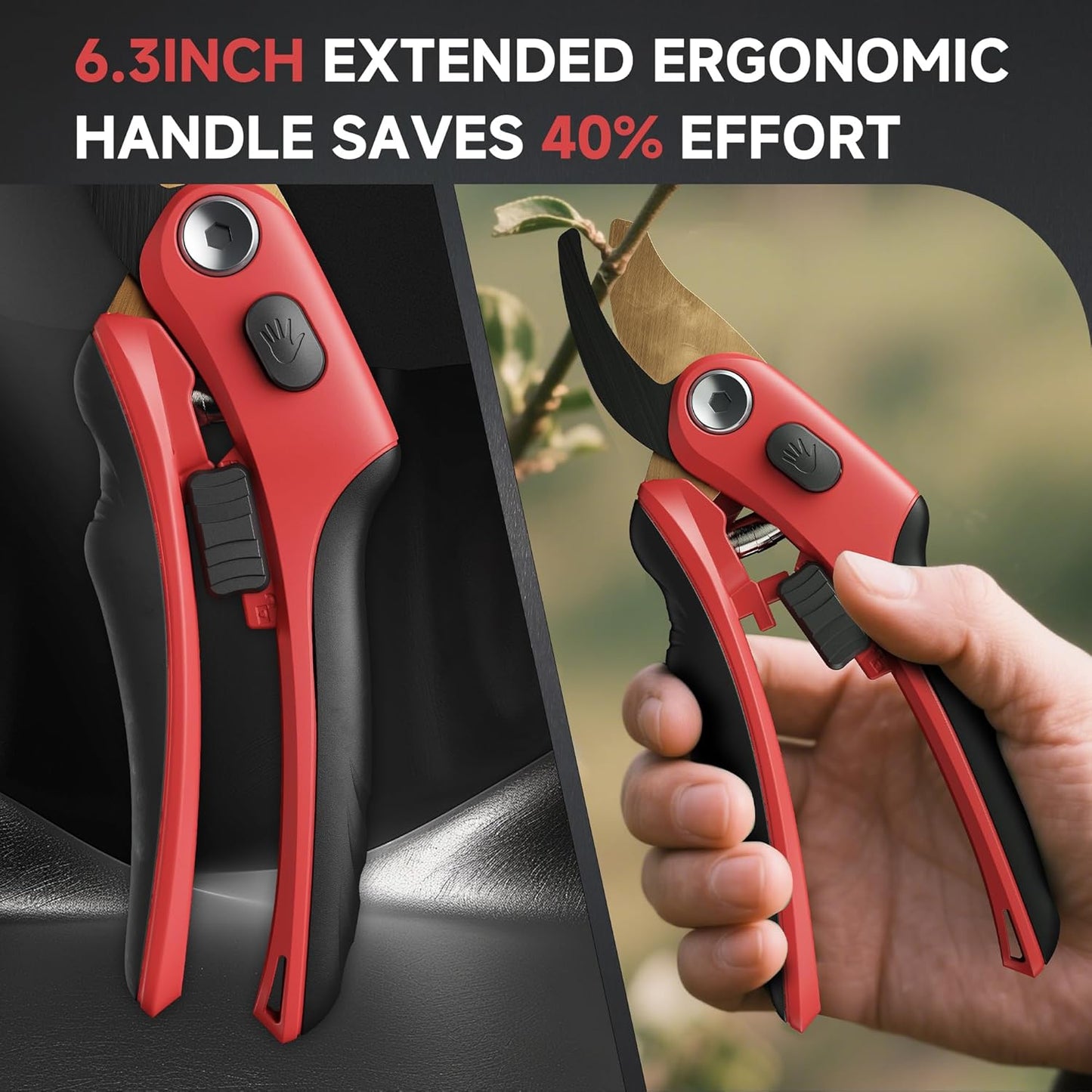 FLORA GUARD Professional Pruning Shears, SK5 Teflon-Coated Blades, Precision Garden Scissors with Non-Slip Handle, Lightweight Hand Pruner for Roses, Vines, and Shrubs