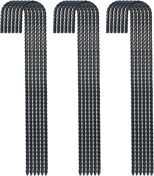 16 Inch Ground Rebar Stakes, J Hook Extra Heavy Duty Rust Proof Coated Steel Ground Anchors with Chisel Point End for Camping Tent and Canopy Tent (8)