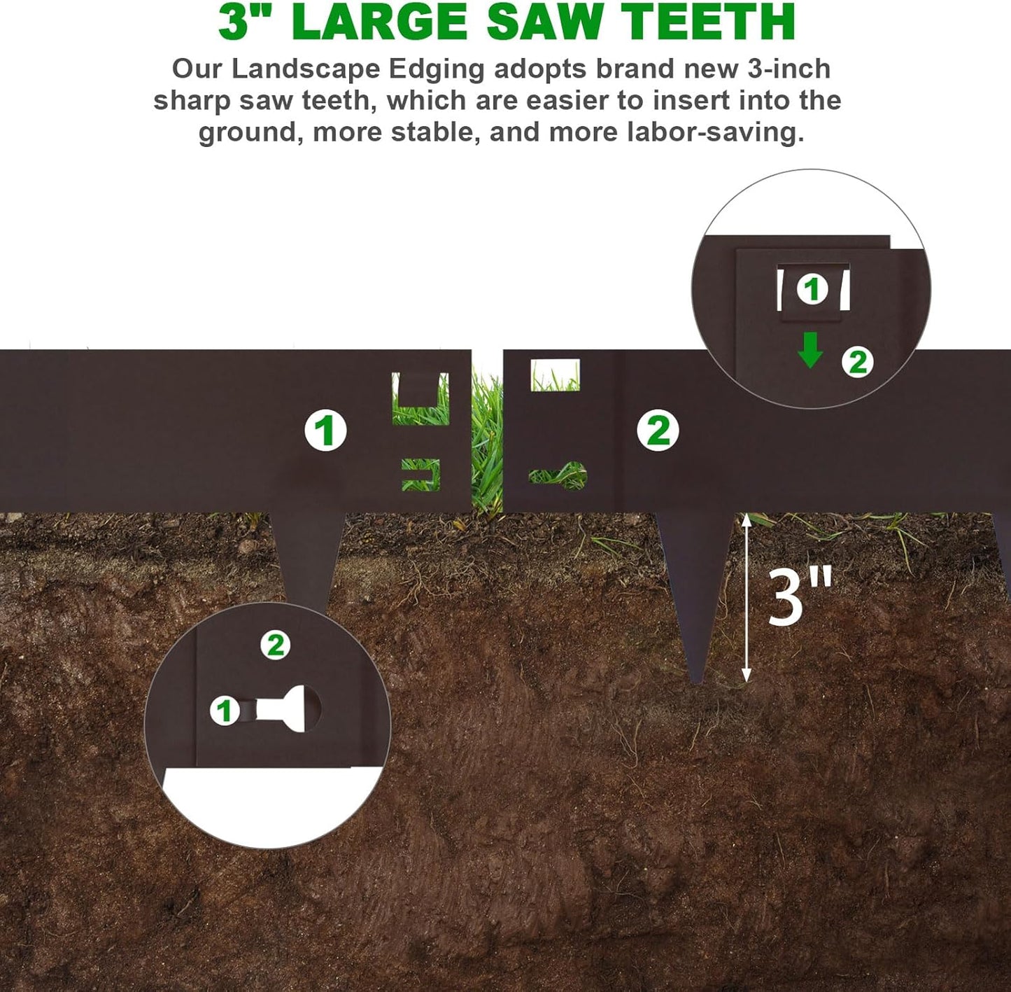 5 Pack Steel Landscape Edging,Metal Landscape Edging 40 Inch Strips, Brown Metal Garden Edging 7 inch Depth, Steel Edging for Landscaping, Brown