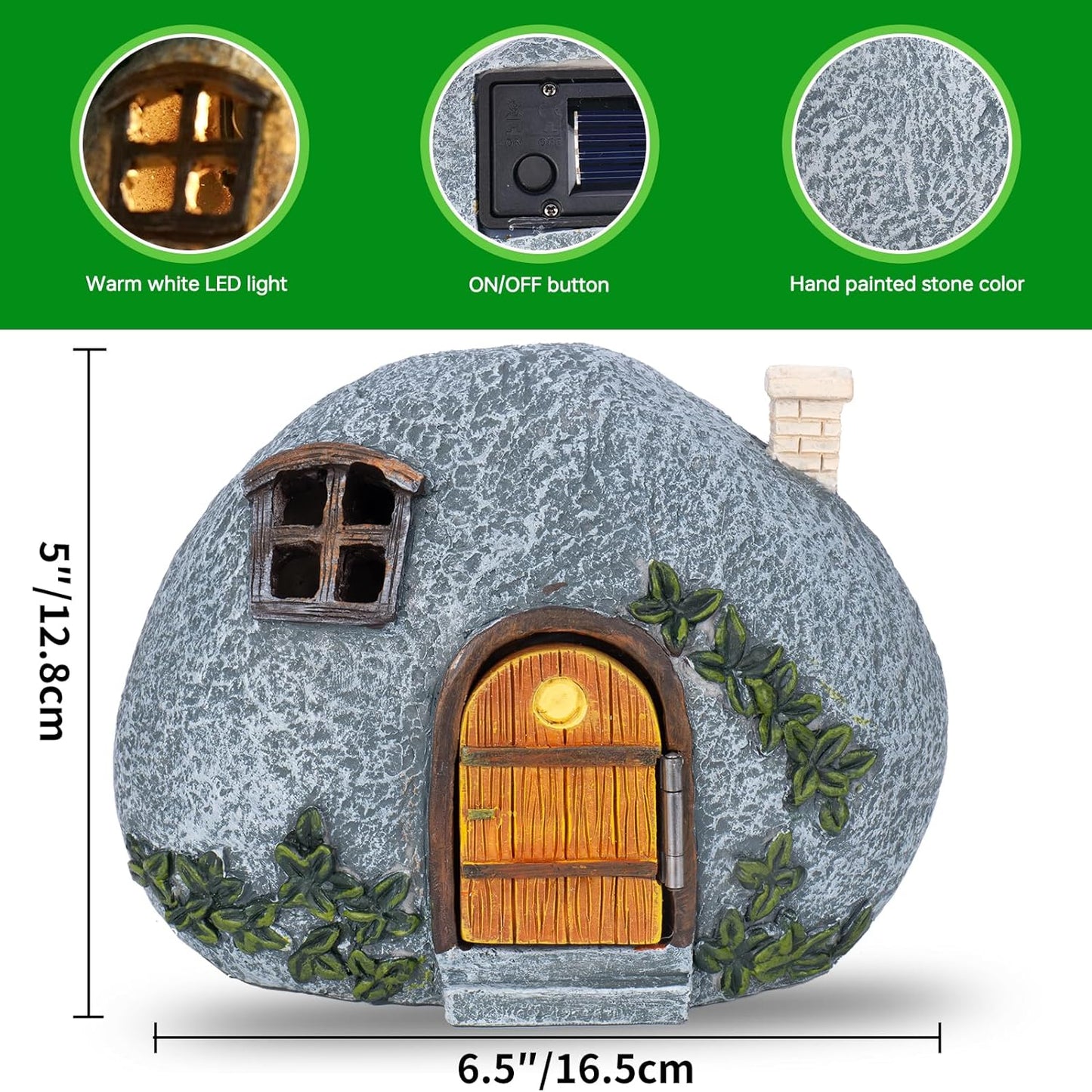 mopha Garden House Statues, Funny Gnomes Fairy Garden Lights Figurine,Mini Gnome Resin Solar Powered Outdoor Decor Patio Yard Lawn Ornament Decoration