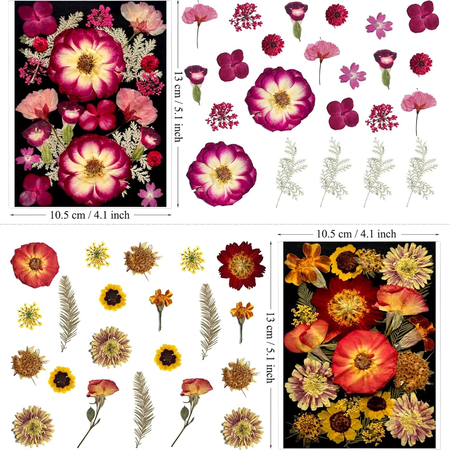 92Pcs Pressed Dried Flowers for Resin, Real Assorted Natural Bulk Dry Floral Leaves for DIY Art Crafts, Epoxy Molds, Jewelry, Soap, Candle Making, Nails Decors